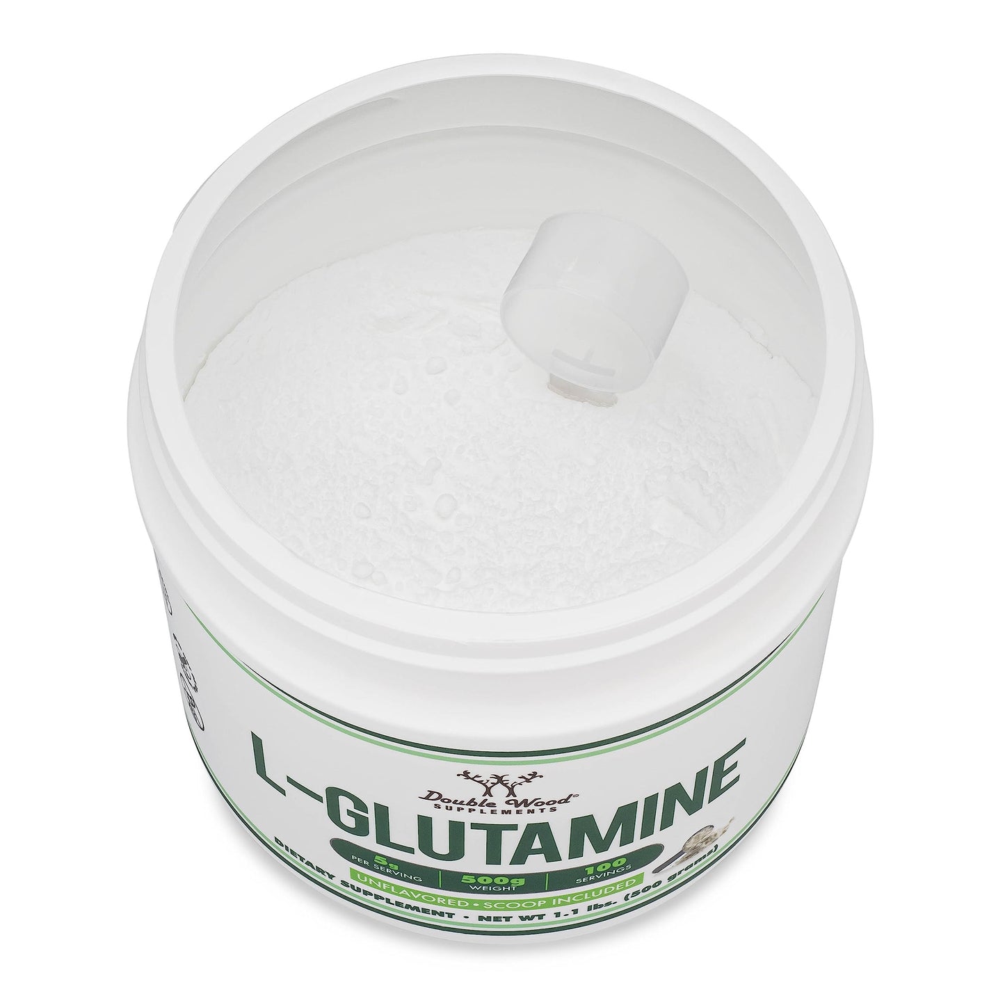 L-Glutamine Powder 1.1lbs (100 Servings) Unflavored - Keto & Vegan | Double Wood