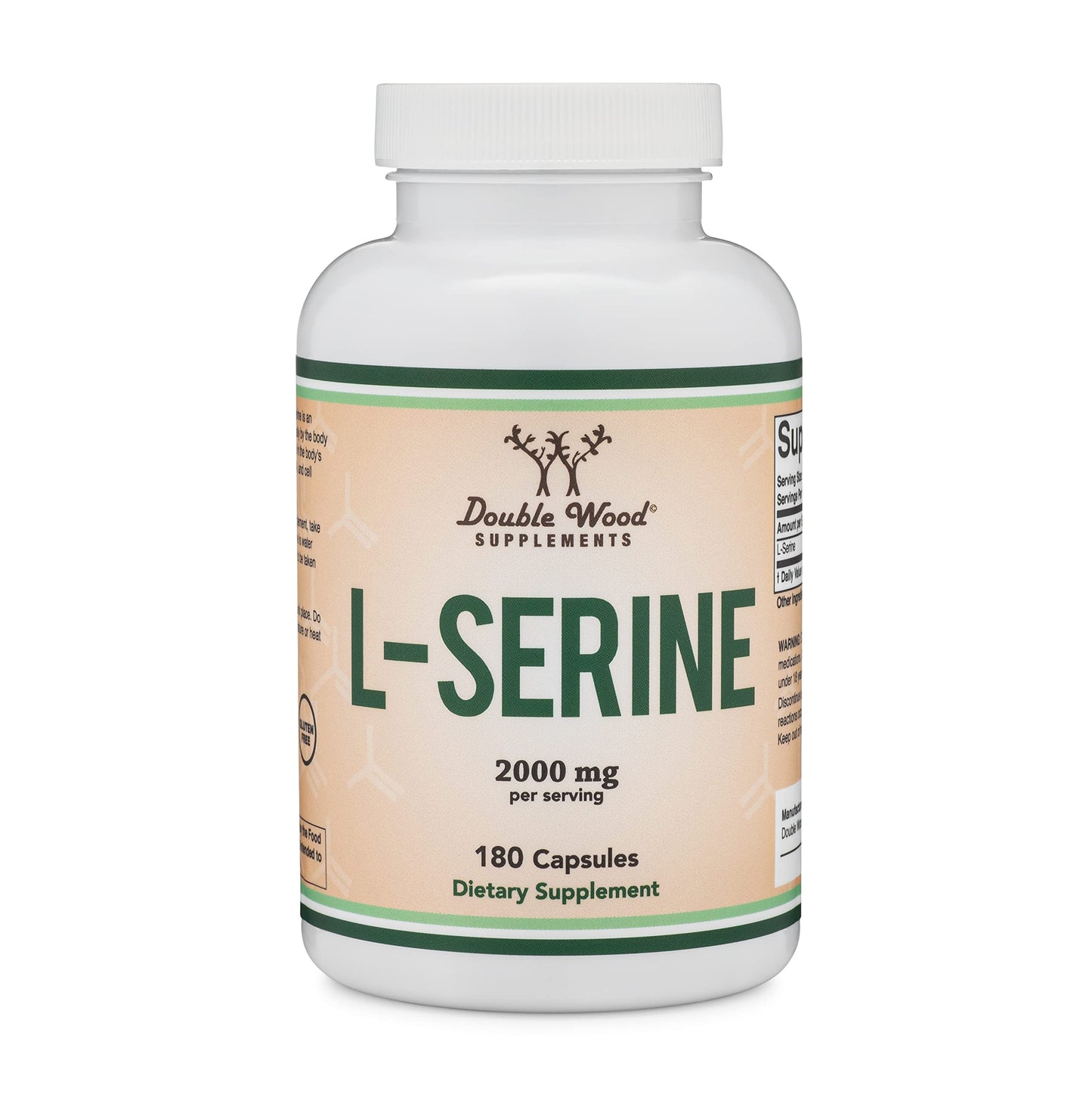 L-Serine Capsules 2,000 mg – 180 Count | Third-Party Tested | Double Wood