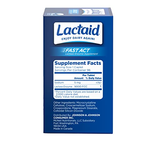 Lactaid Fast Act Lactose Intolerance Caplets with Lactase Enzyme – 96 Travel Packs