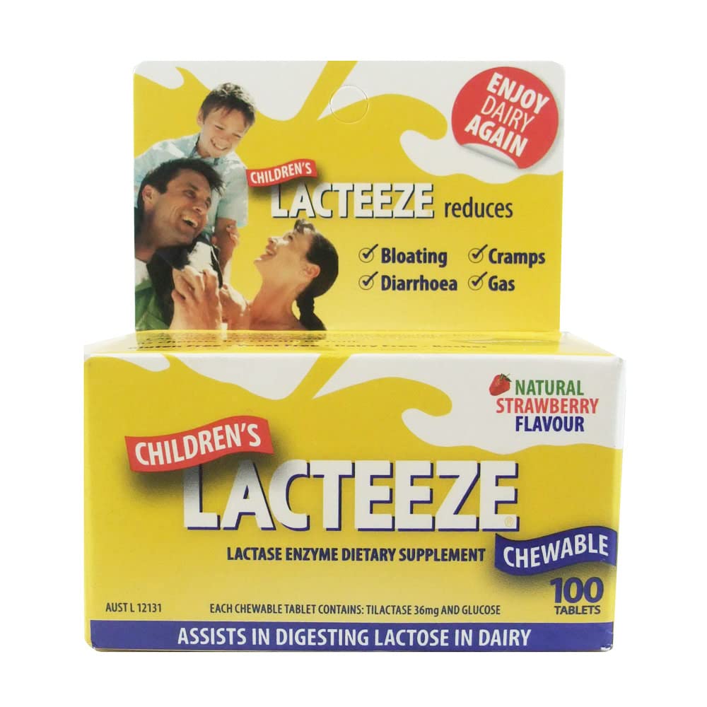Lacteeze Children's 100 Chewable Tablets – Strawberry by Gelda Scientific