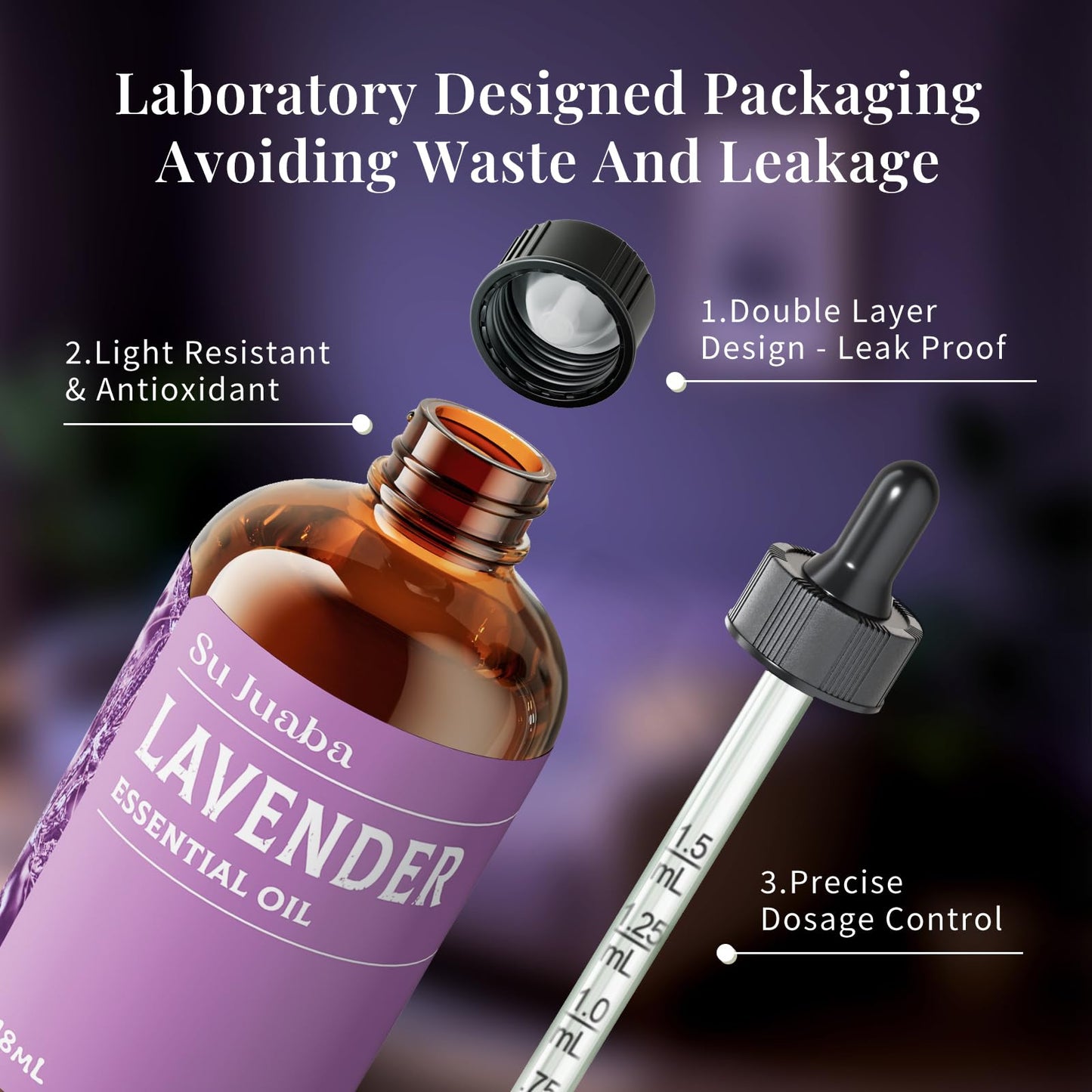 SU JUABA Lavender Essential Oil - 4 Fl Oz (118 ml) Pure & Natural
