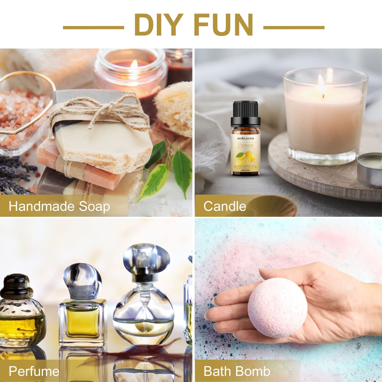 Lemon Essential Oil - Pure Organic Lemon Fragrance for Diffusers & Candles