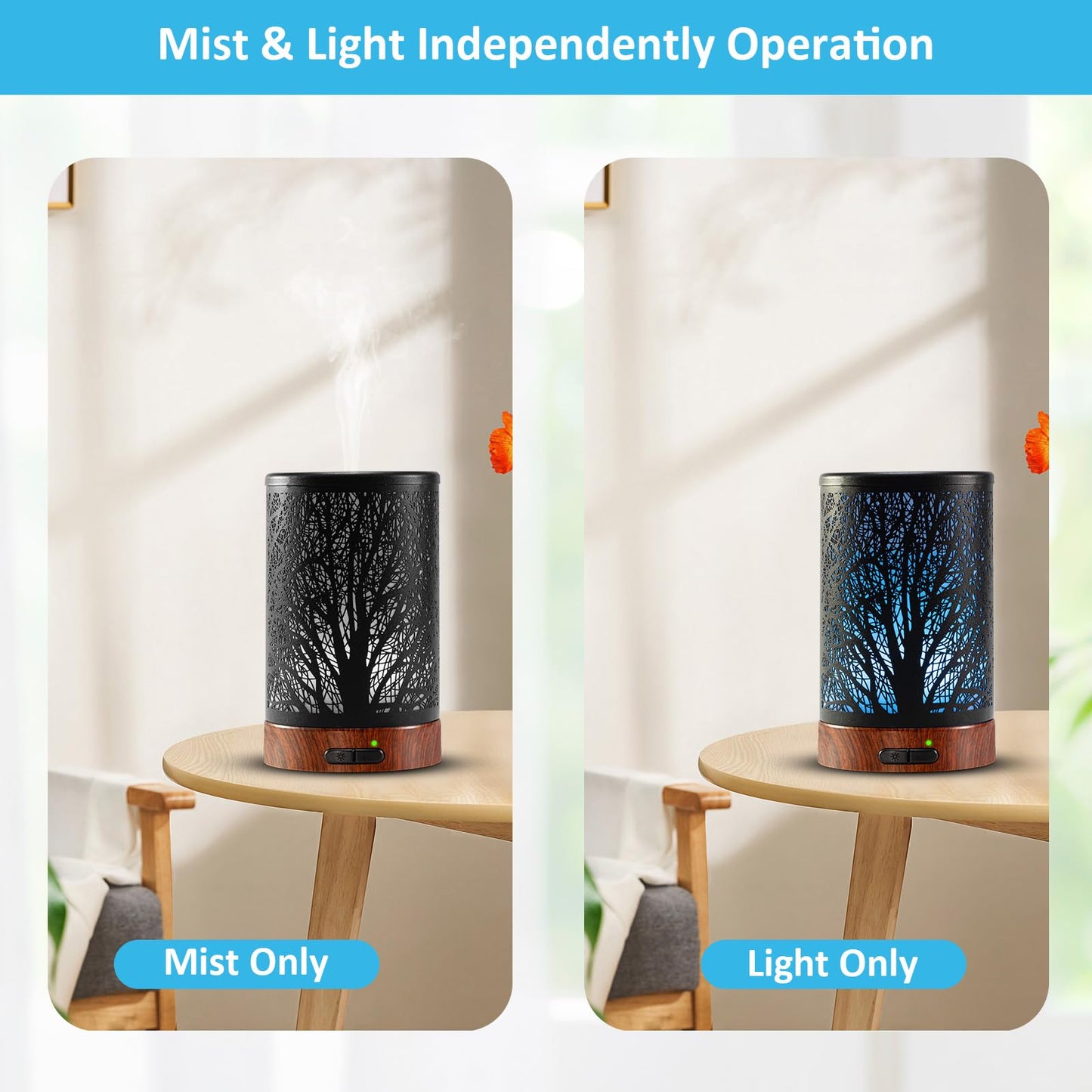 Oil Diffuser & Essential Oils Set (150ml) – 6 Oils, Auto Shut-Off, 7-Color Night Light | Gifts for Mom