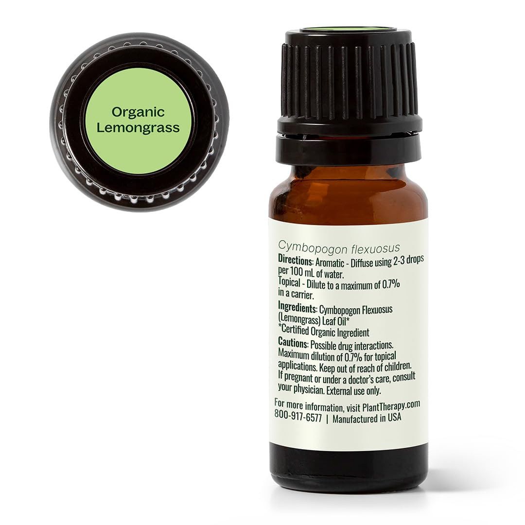 Plant Therapy Organic Lemongrass Essential Oil – 100% Pure, USDA Organic, 10 mL
