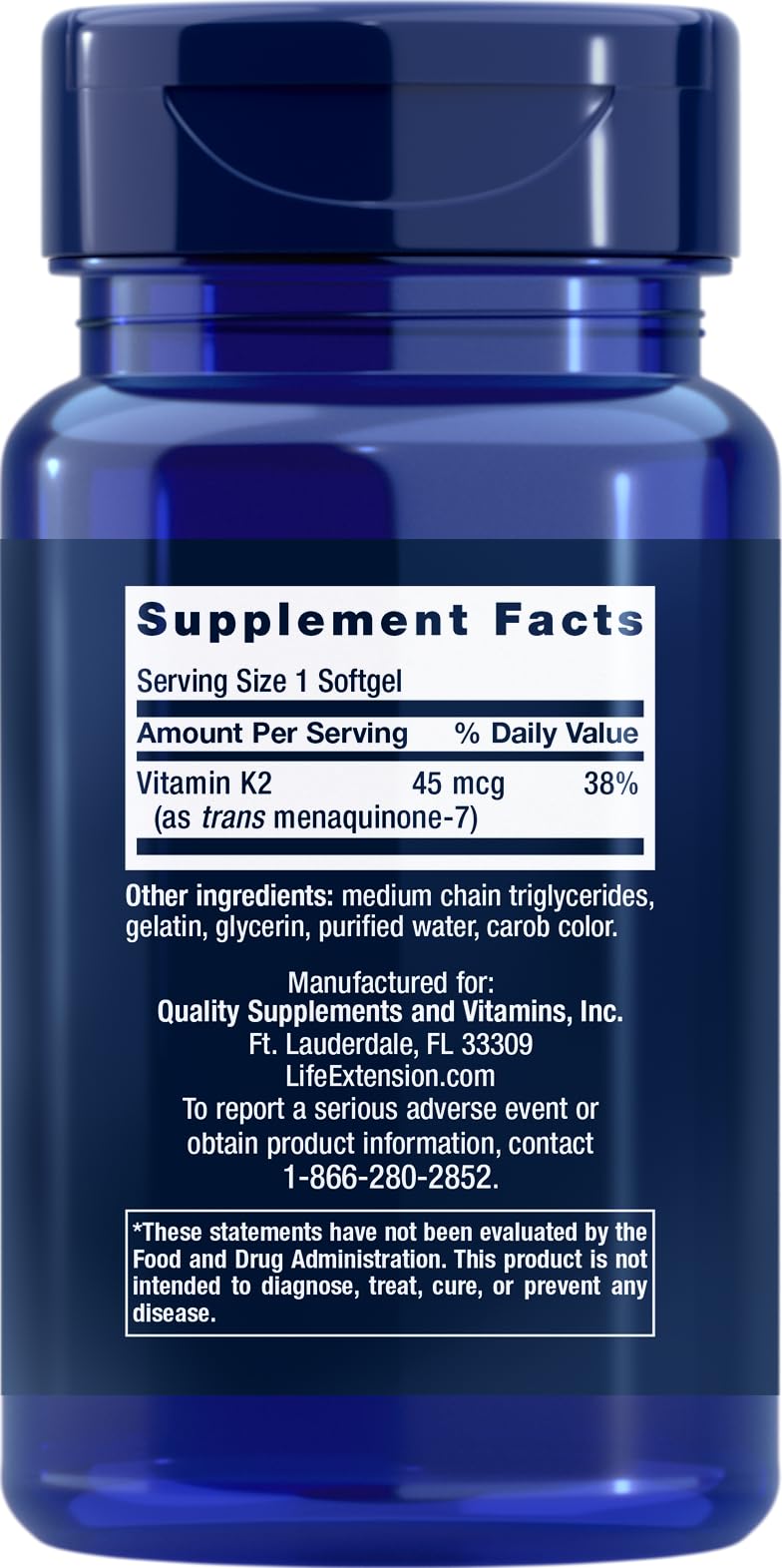 Life Extension Low Dose Vitamin K2, 90 Softgels (Pack of 2) | MK-7 Vitamin K2