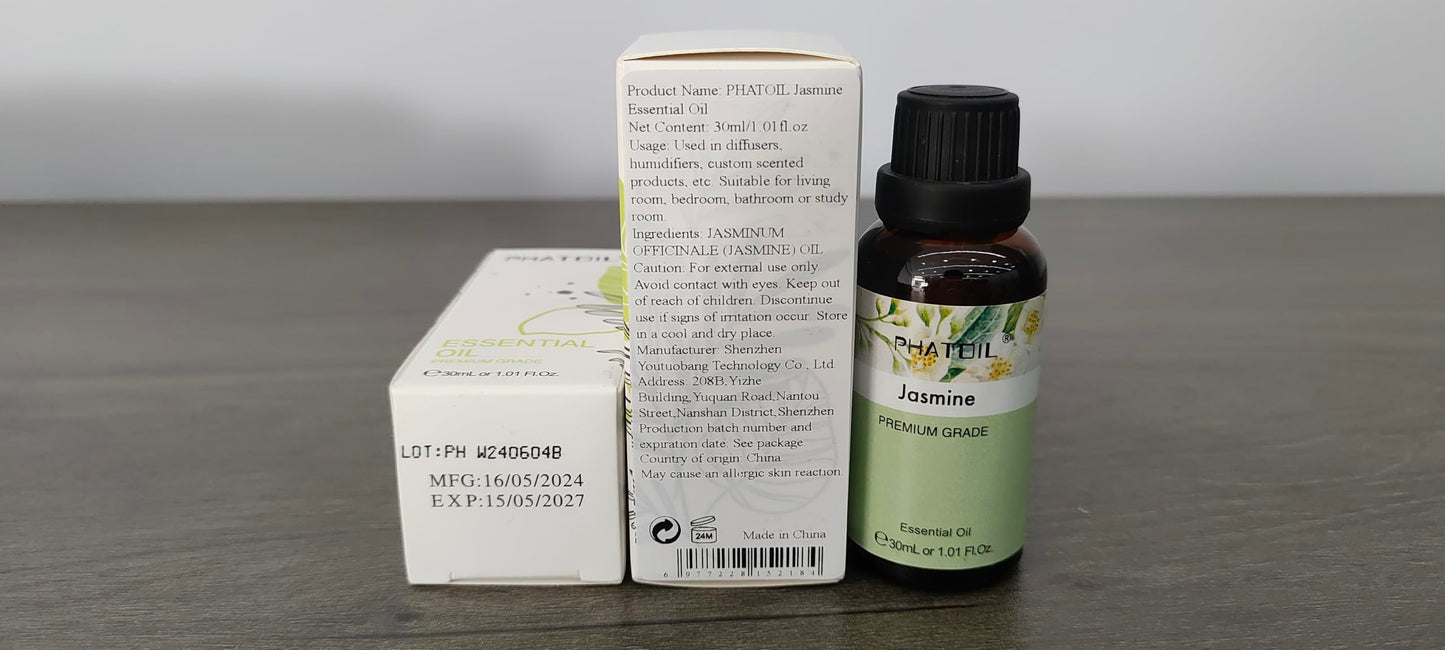 Jasmine Essential Oil 30ml | PHATOIL Long-Lasting Jasmine Oil for Aromatherapy, Diffusers, DIY Soap & Candles