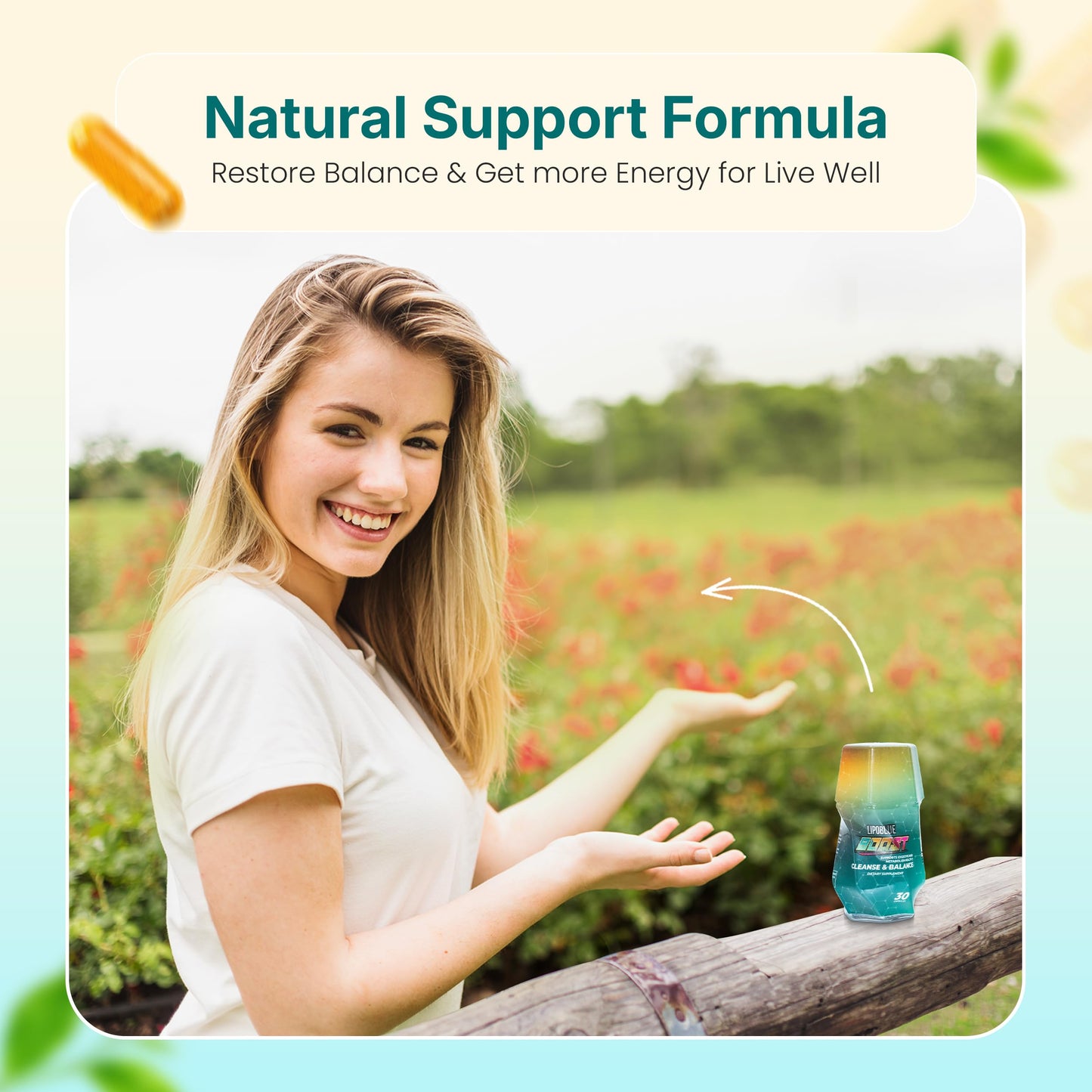 LIPOBLUE BOOST Natural Wellness Supplement | 30-Day, Once-Daily Capsule