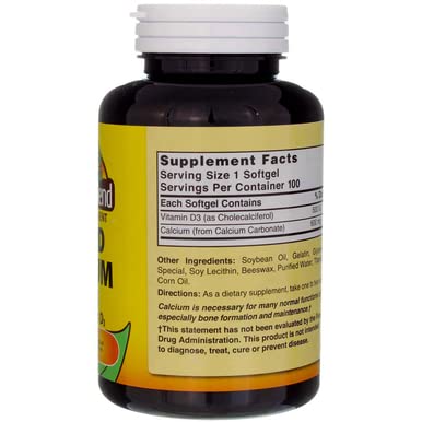 Liquid Calcium 600mg with Vitamin D3 (100 Softgels) – 3 Bottles (Total 300 Softgels)