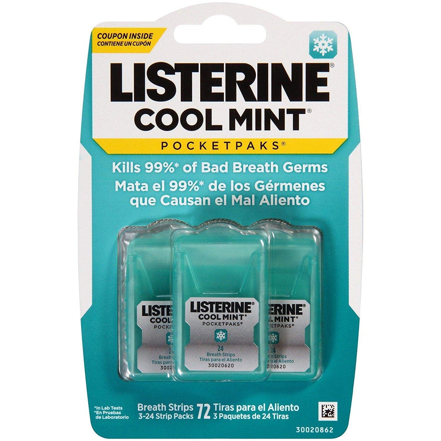 Listerine Cool Mint PocketPaks Breath Strips 288 Ct Pack of 4