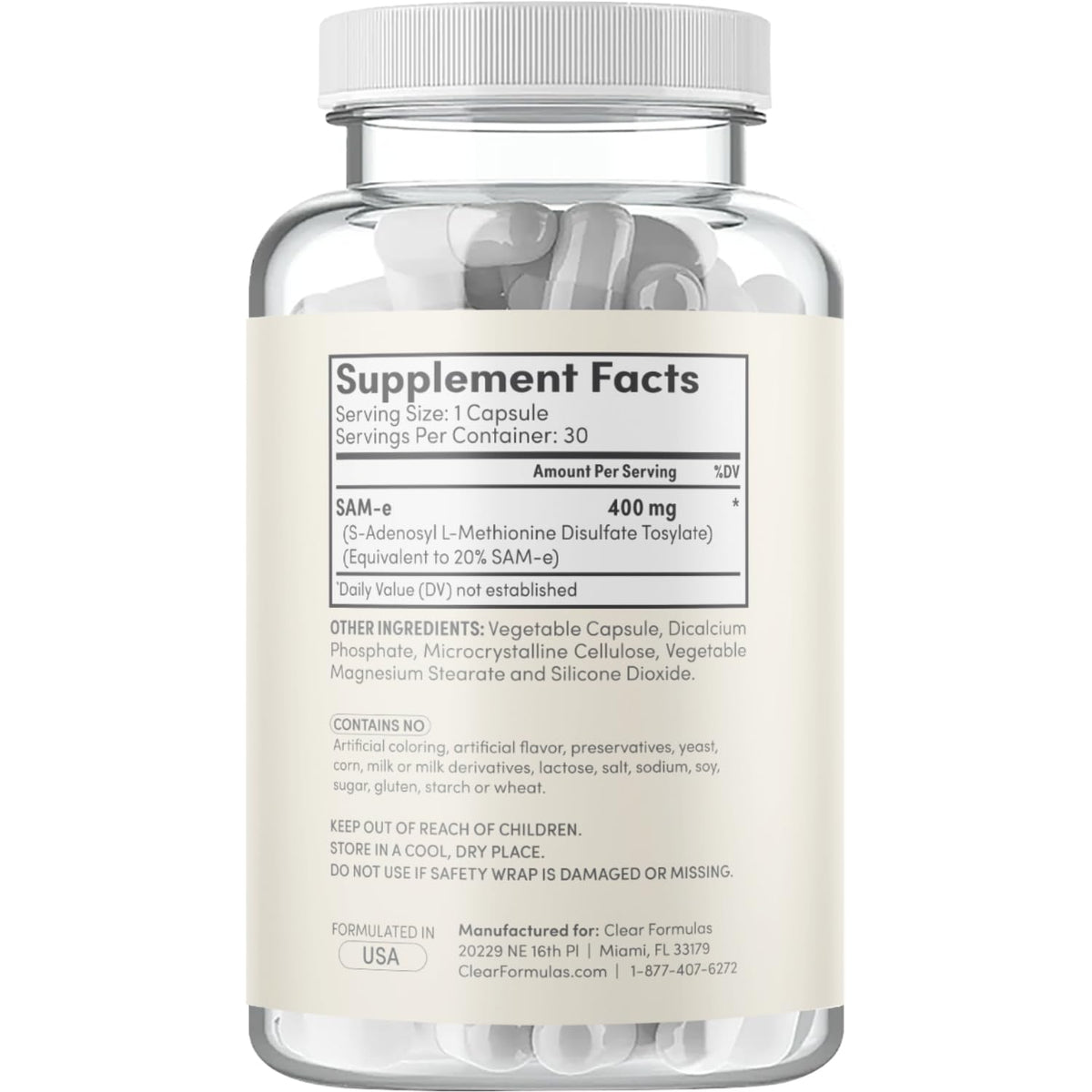 Clear Formulas SAM-e 400mg Bioactive – Liver & Mood Support, Vegan BritishVita | Premium UK Vitamins & Wellness Supplements