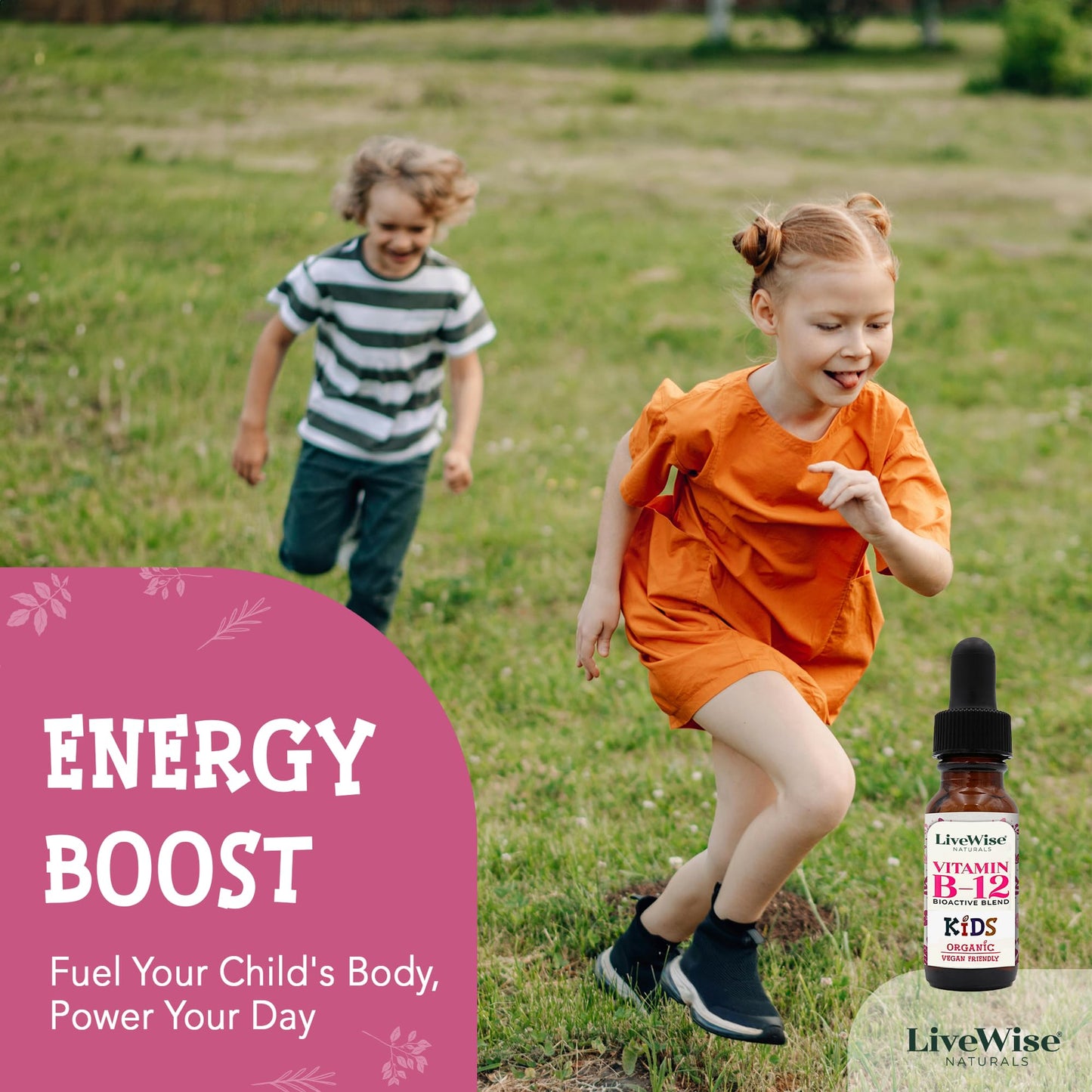 LiveWise Naturals Organic B12 Vitamin Drops – Liquid Methylcobalamin & Adenosylcobalamin for Energy