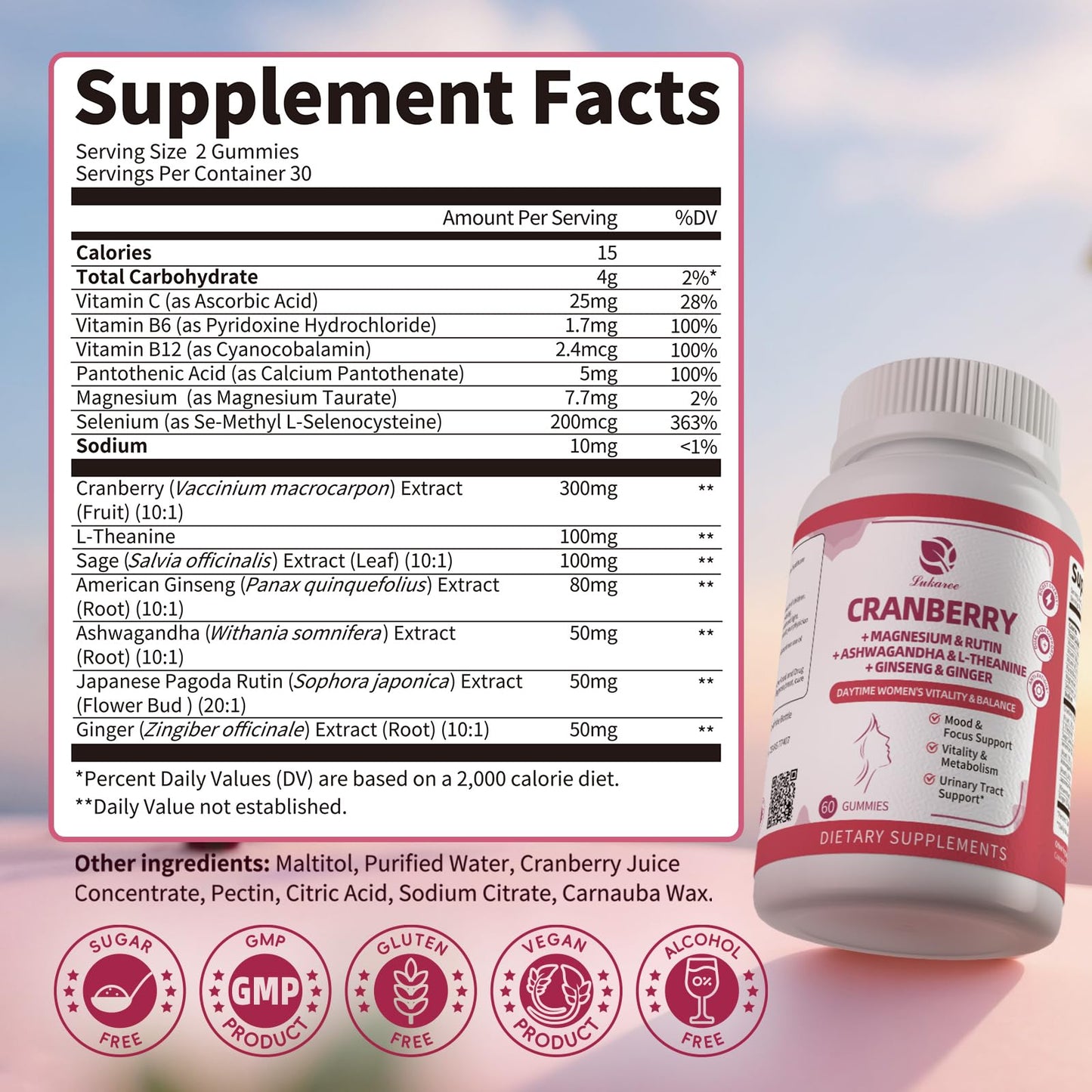 Lukaree Cranberry Gummies for Women - 2 Pack | Urinary Tract & Vitality