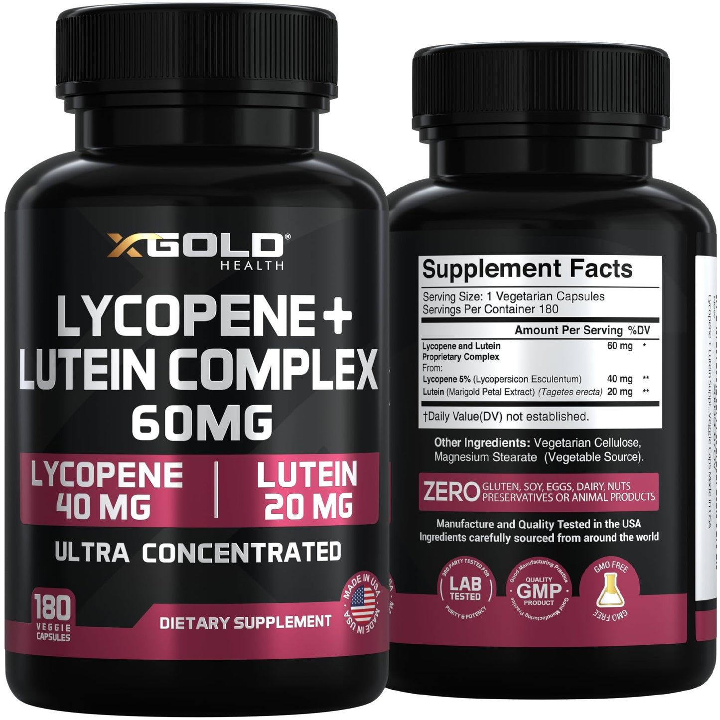 Lycopene + Lutein 60mg for Eye Health | Vision Support | Made in USA