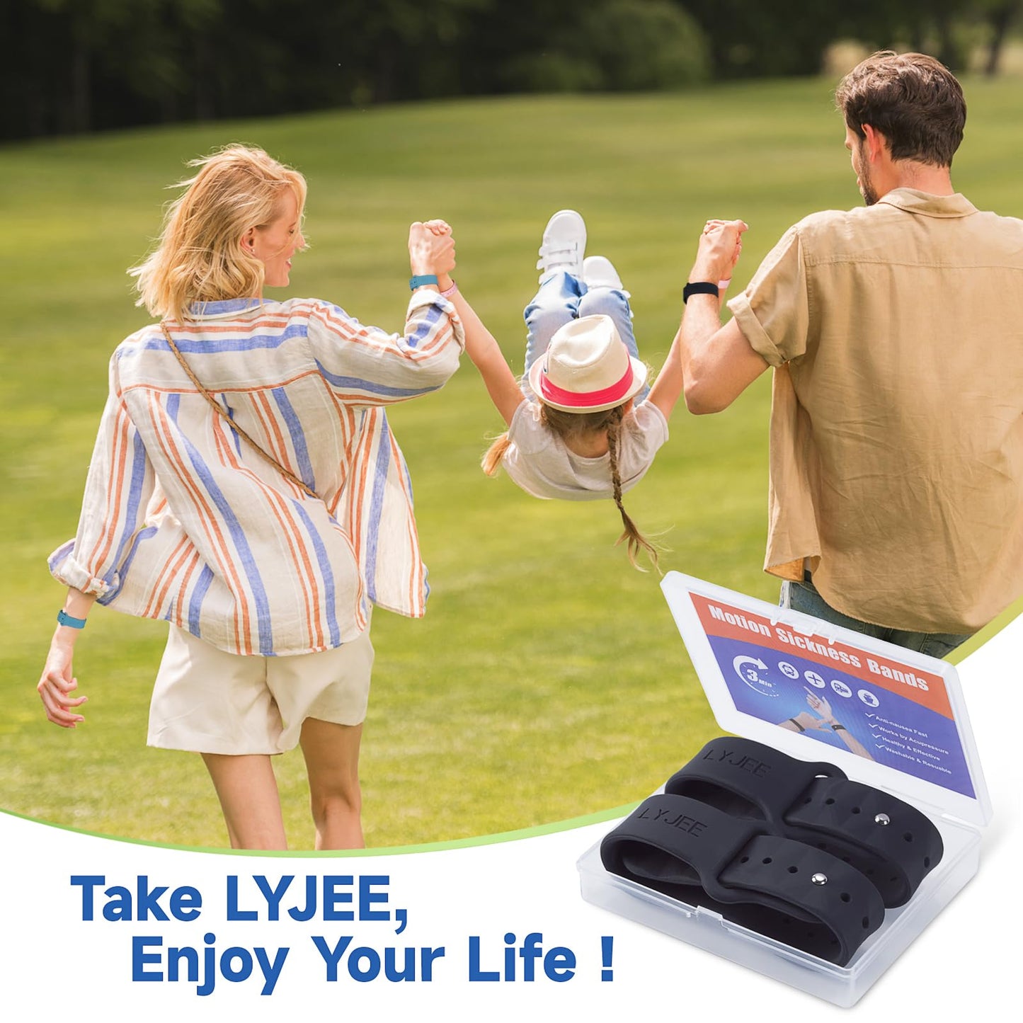 LYJEE Motion Sickness Bands – Quick, Drug-Free Nausea Relief for Travel (Adults & Kids)