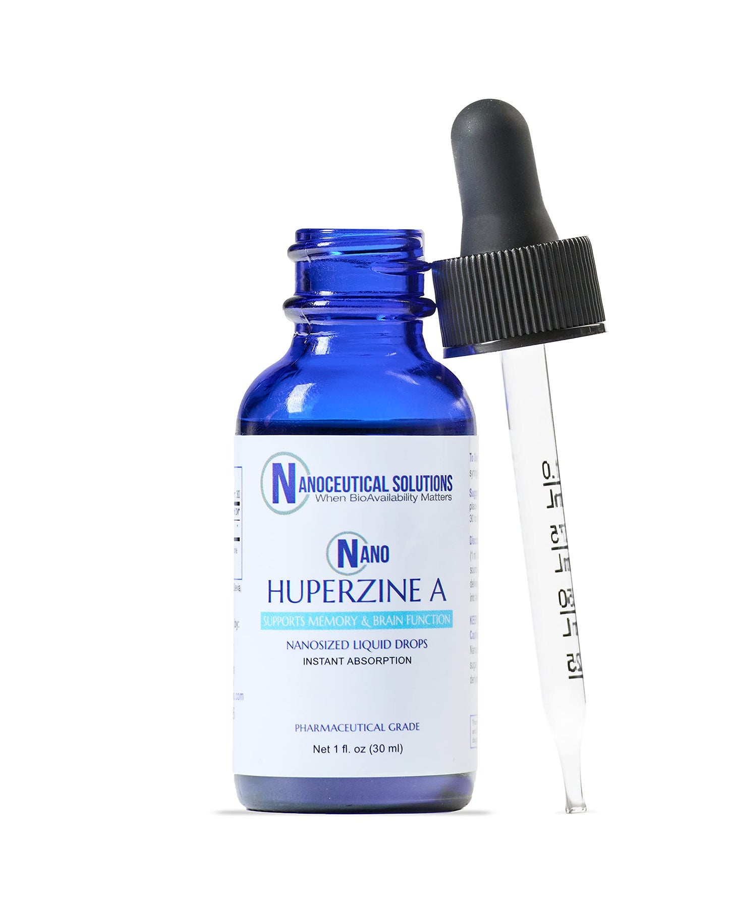 Nano HUPERZINE A – Nanosized Liquid, Instant Absorption, 6000 mcg per Bottle | 30 Servings | Non-GMO GMP Certified