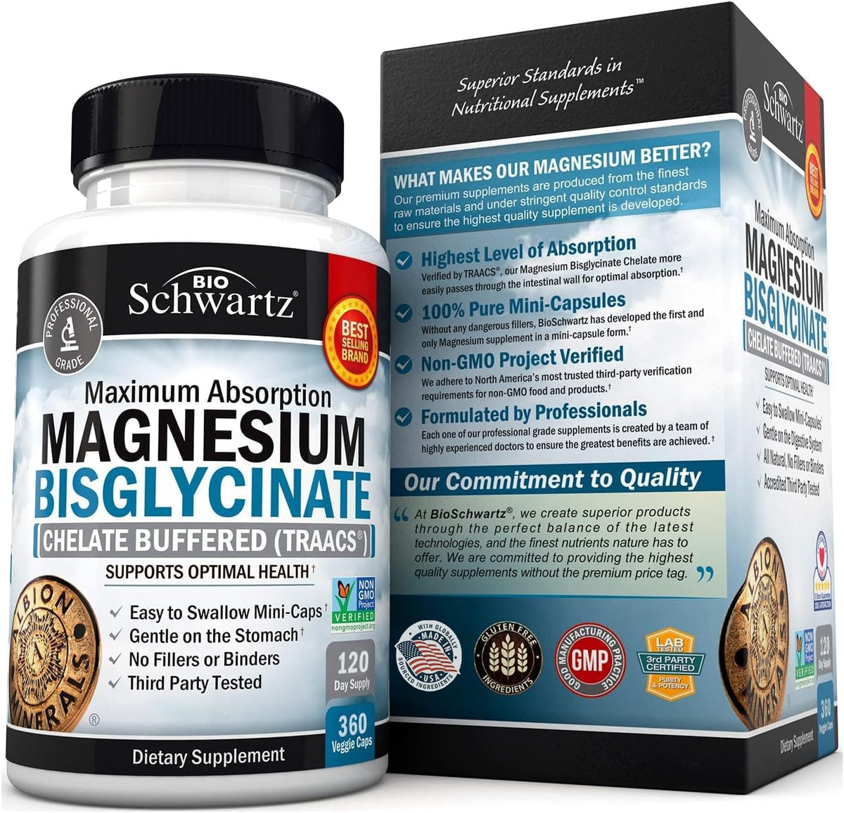 Magnesium Bisglycinate Chelated Supplement – High Absorption, 360 Capsules BritishVita | Premium UK Vitamins & Wellness Supplements