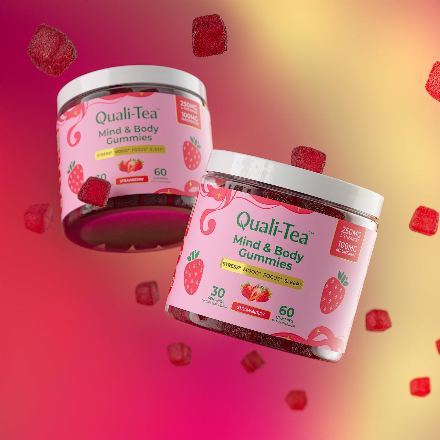 Stress Relief Supplements for Women & Kids — L-Theanine GABA, Rhodiola & Magnesium Gummies