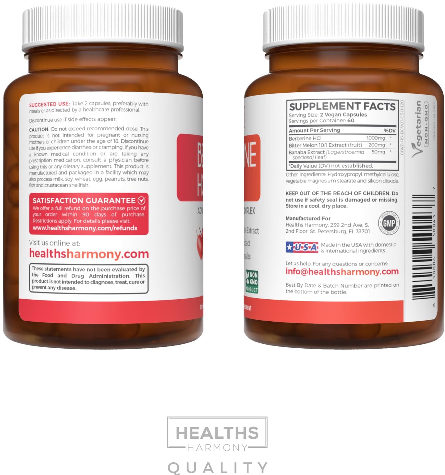 Berberine HCL Plus – Non-GMO & Vegetarian, 120 Veg Caps