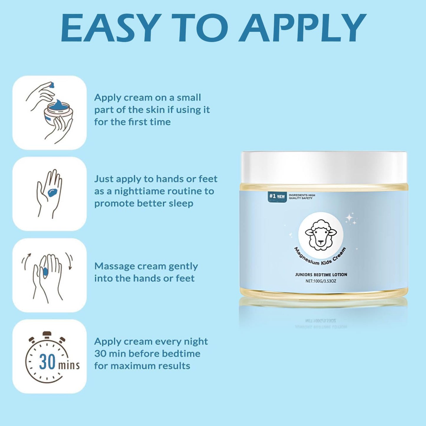 Magnesium Lotion for Kids – Sleep & Relaxation Cream (3.53 oz) – Bedtime Support Without Melatonin