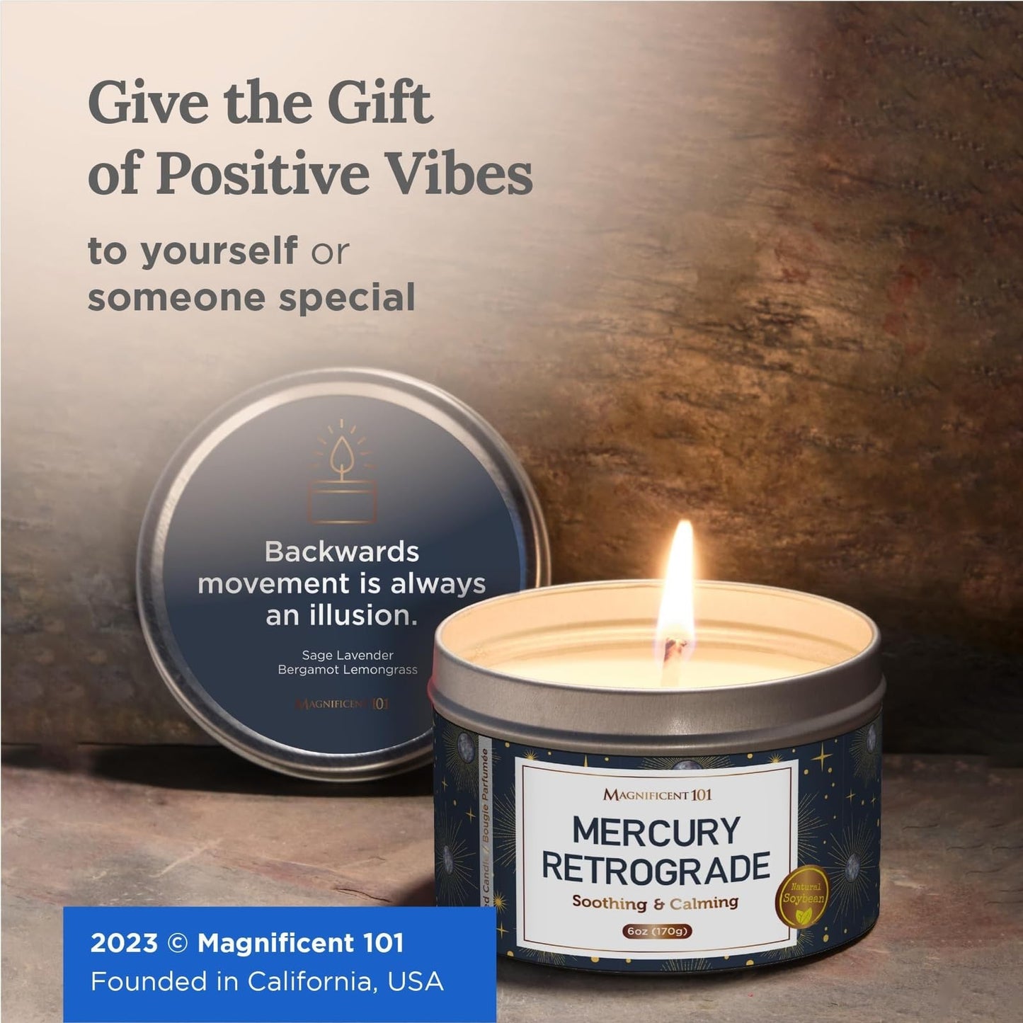 Magnificent 101 Mercury Retrograde Aromatherapy Candle – 6 oz, Natural Soy Wax Tin