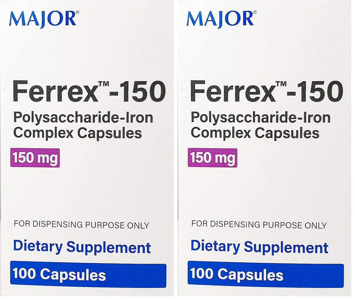 Ferrex-150 Polysaccharide-Iron Complex Capsules – Pack of 2 | Major Pharm BritishVita | Premium UK Vitamins & Wellness Supplements