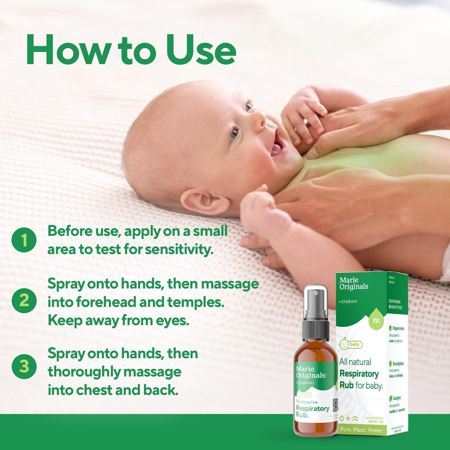 Marie Originals Natural Respiratory Baby Chest Rub | Breathe Essential Oil Blend for Babies & Toddlers | Petroleum Free, 1oz