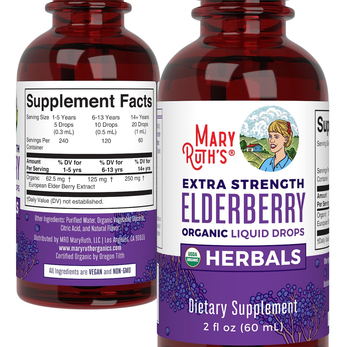 MaryRuth Organics Elderberry Syrup Extra Strength – USDA Organic, Sugar Free (2 oz)