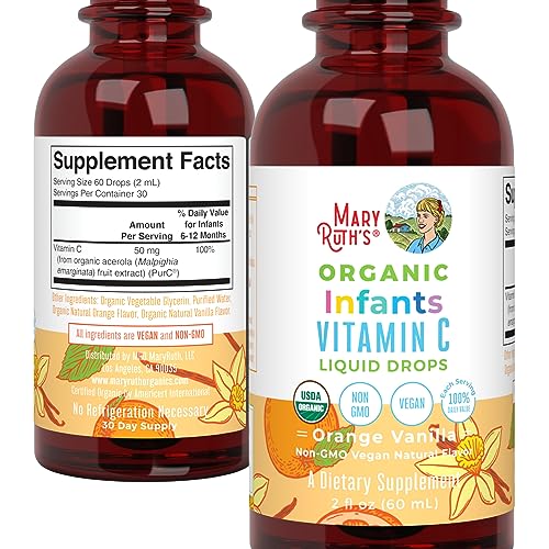 MaryRuth Organics Infant Vitamin C Drops – 2 oz | USDA Organic, Vegan, Non-GMO