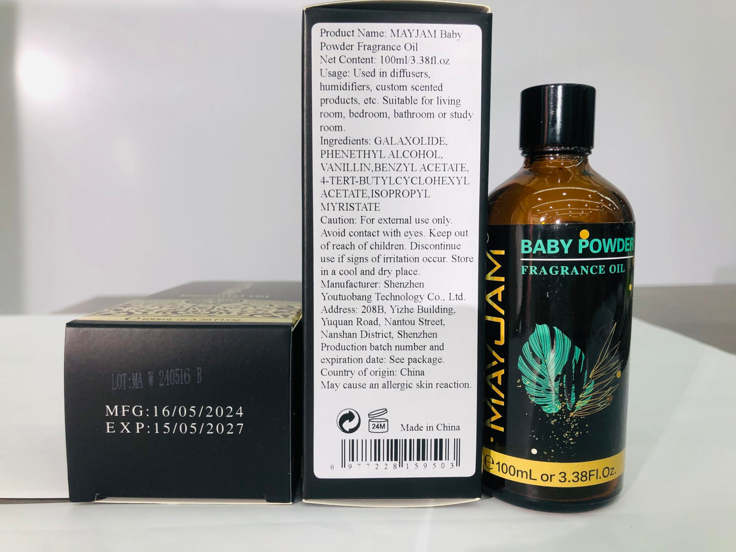 MAYJAM Baby Powder Fragrance Oil 100ml with Glass Dropper – Diffuser & DIY