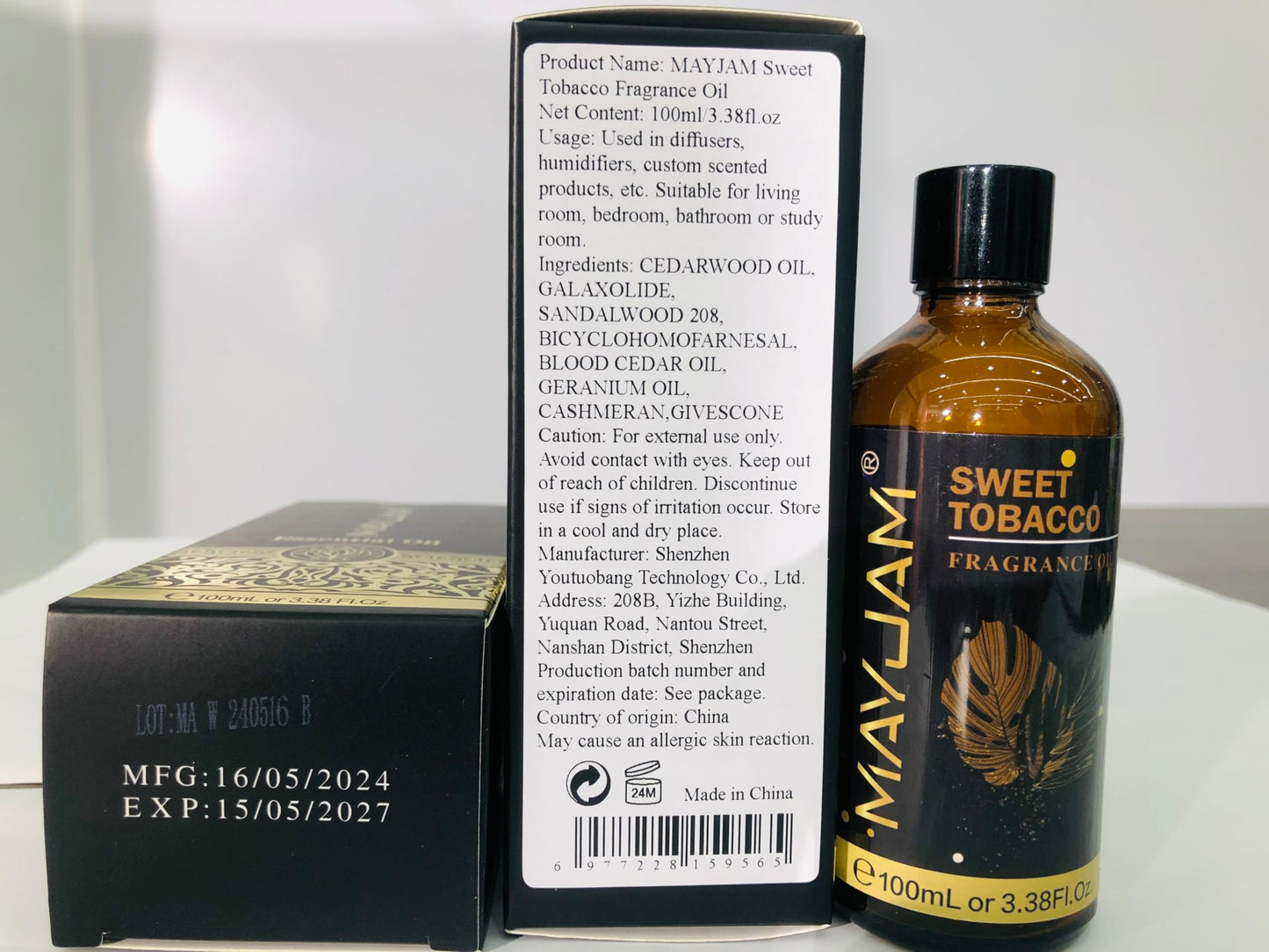 MAYJAM Sweet Tobacco Fragrance Oil 100ml – Glass Dropper for Diffusers & DIY