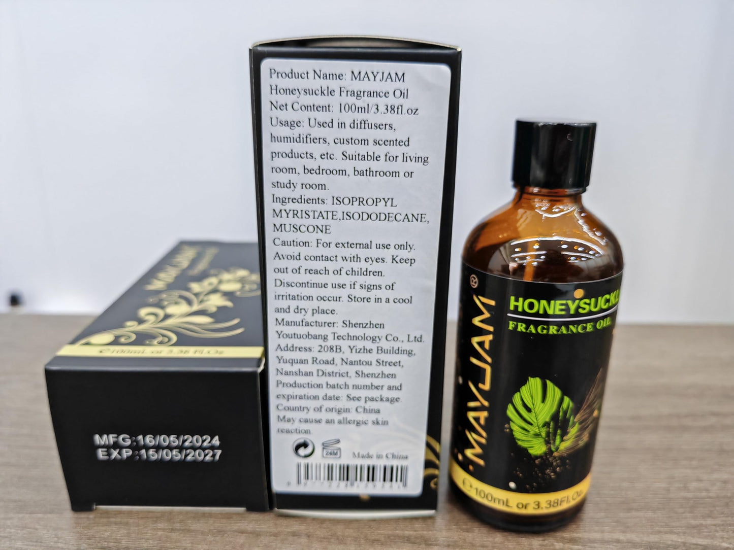 MAYJAM Honeysuckle Fragrance Oil – 100ml Diffuser Essential Oil with Glass Dropper