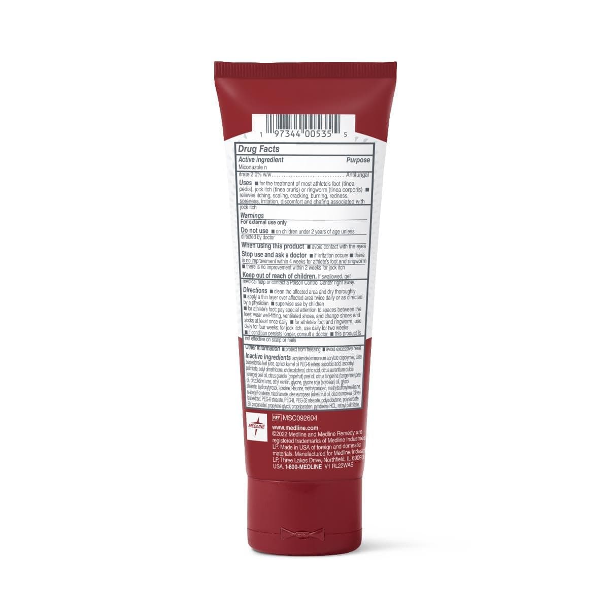 Medline Remedy CLINICAL Antifungal Cream – 4 Oz Tube, 2% Miconazole Nitrate for Athlete's Foot, Jock Itch, Ringworm