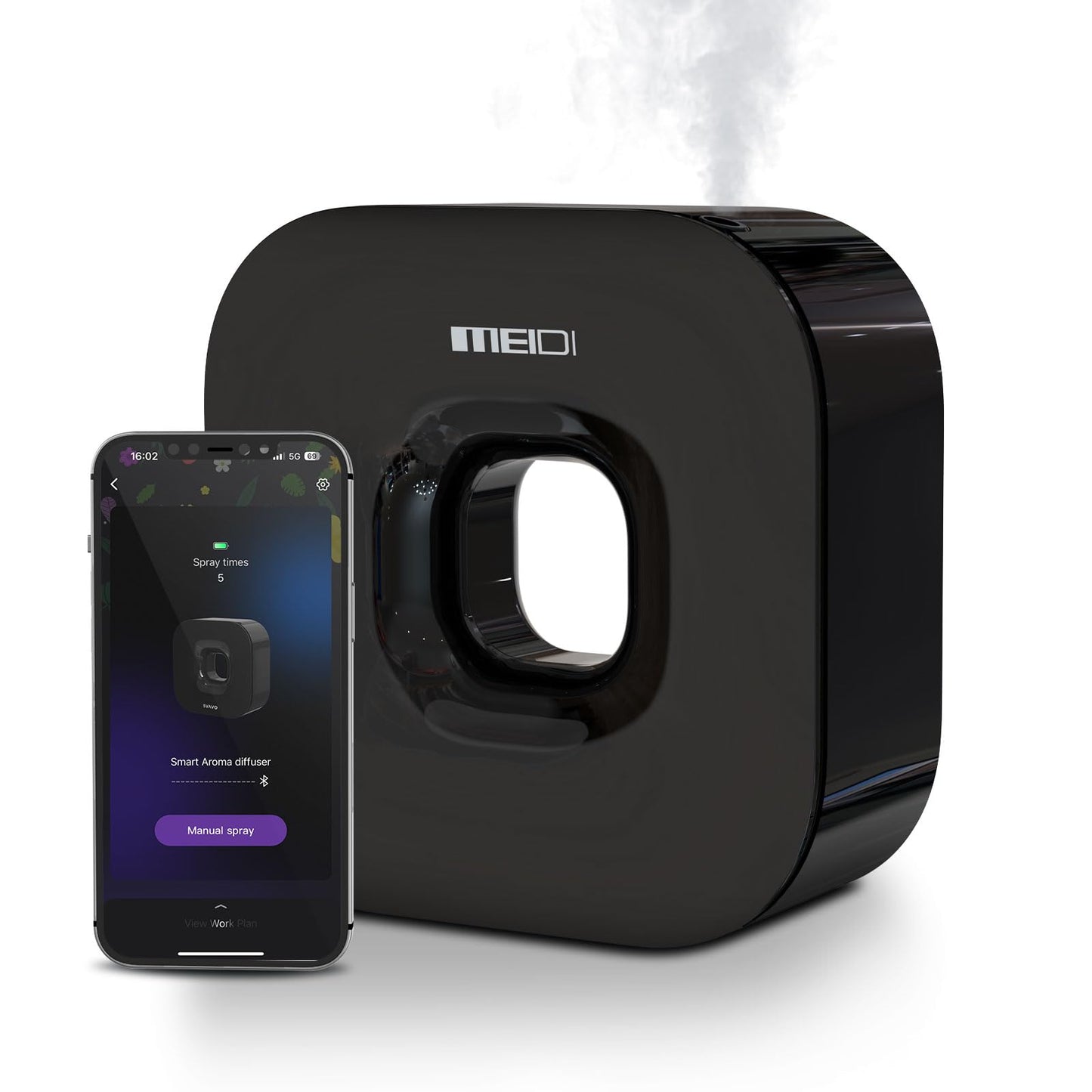 MEIDI Waterless Diffuser — Cordless Aromatherapy with App Control (Black)