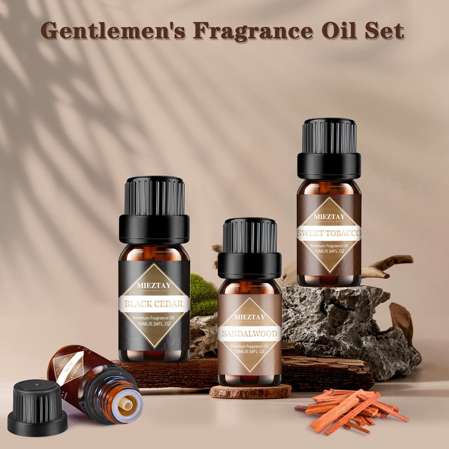 Mens Essential Oils Set – 6 Fragrance Oils for Diffuser, Candle & Soap Making