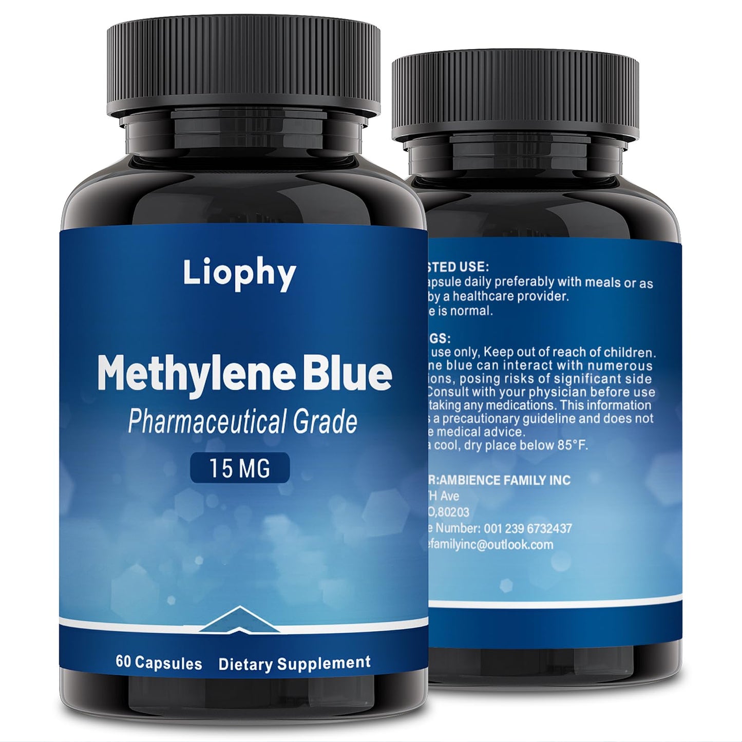 Liophy Methylene Blue Capsules – Premium 99% Methylene Blue with Vitamin C Ester | 60 Capsules Dietary Supplement