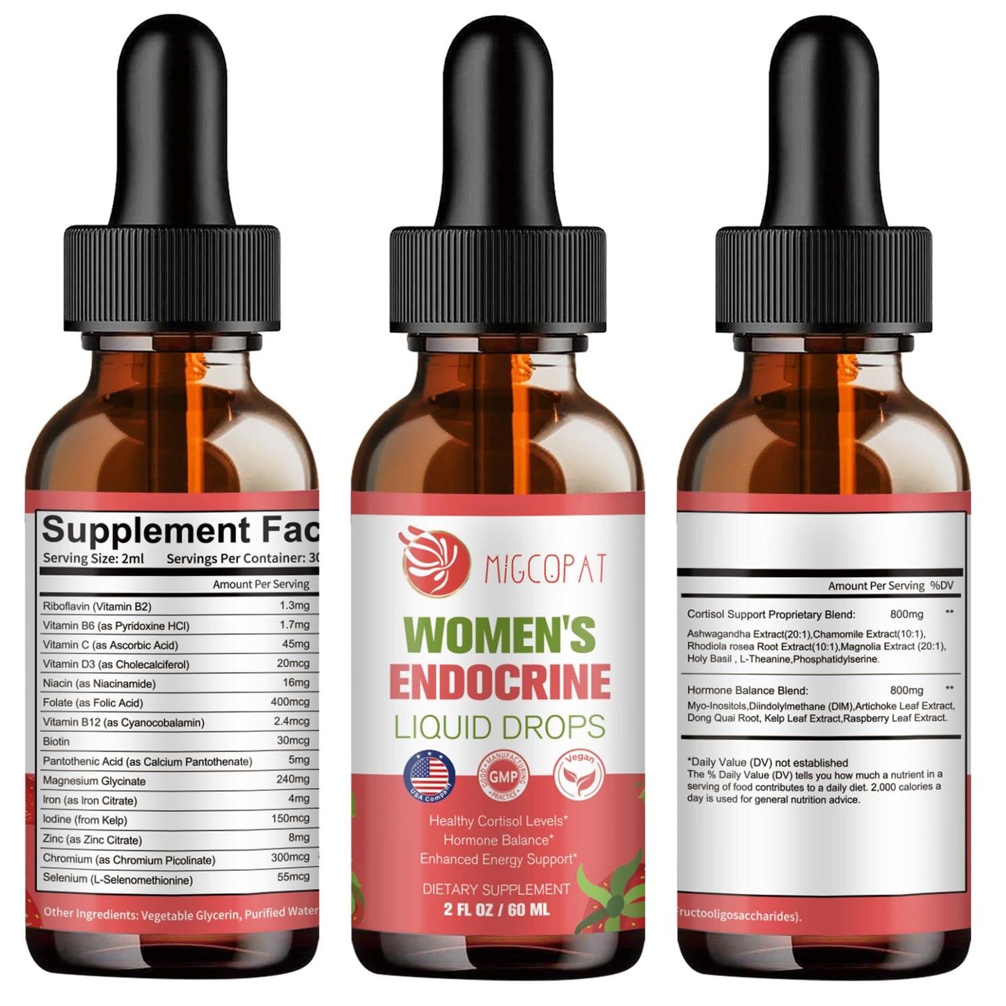 Migcopat Women Endocrine Liquid Drops – Hormone Balance, Cortisol Support, Gut Health, Mood & Sleep