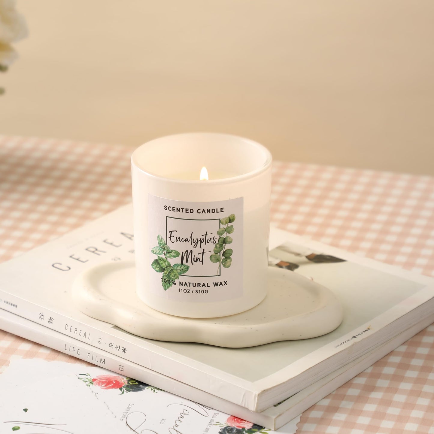 MIRASCENTS Eucalyptus & Mint Scented Candle – 11oz Natural Soy Wax