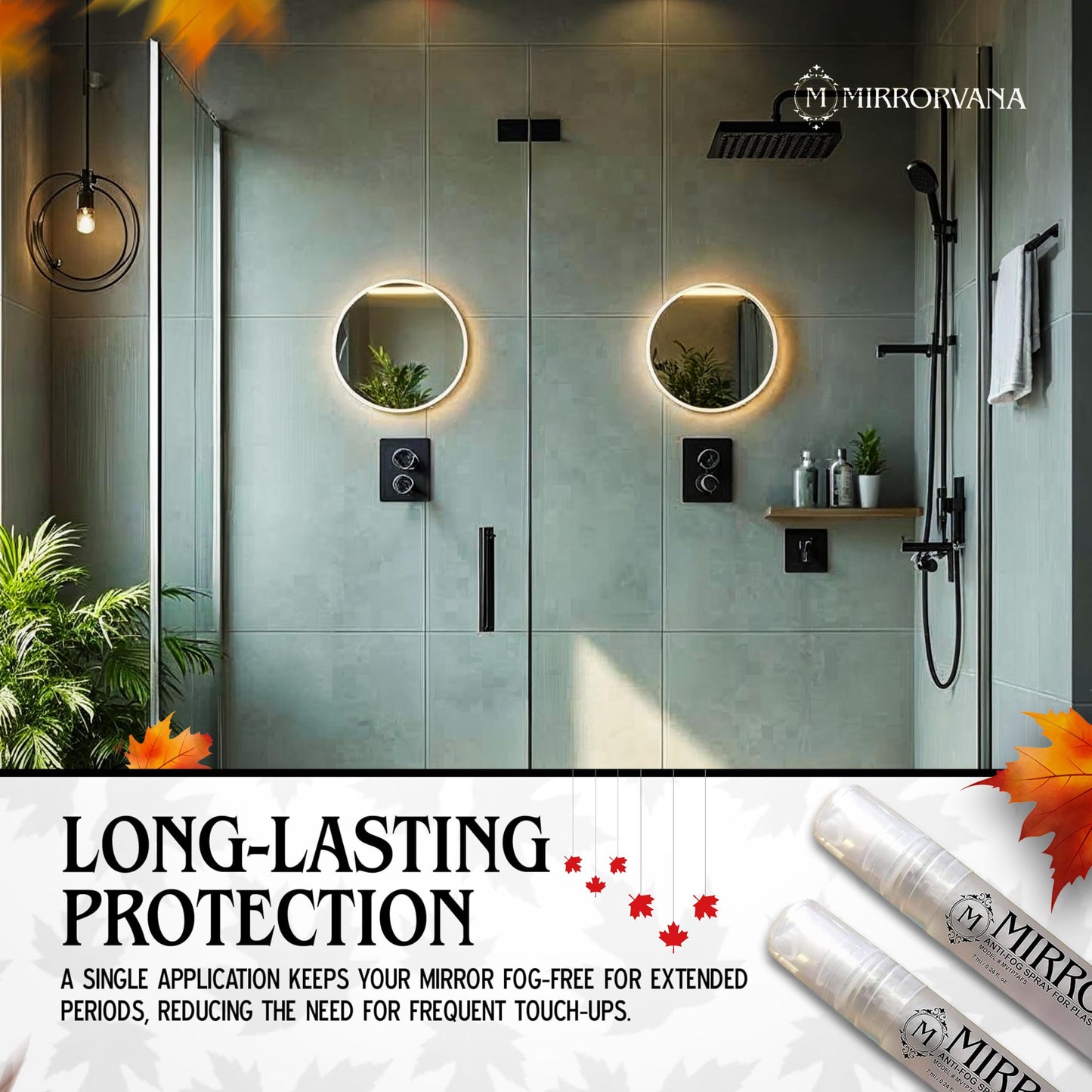 MIRRORVANA Anti Fog Spray for Shower Mirrors - 2 Bottles (7 ml)