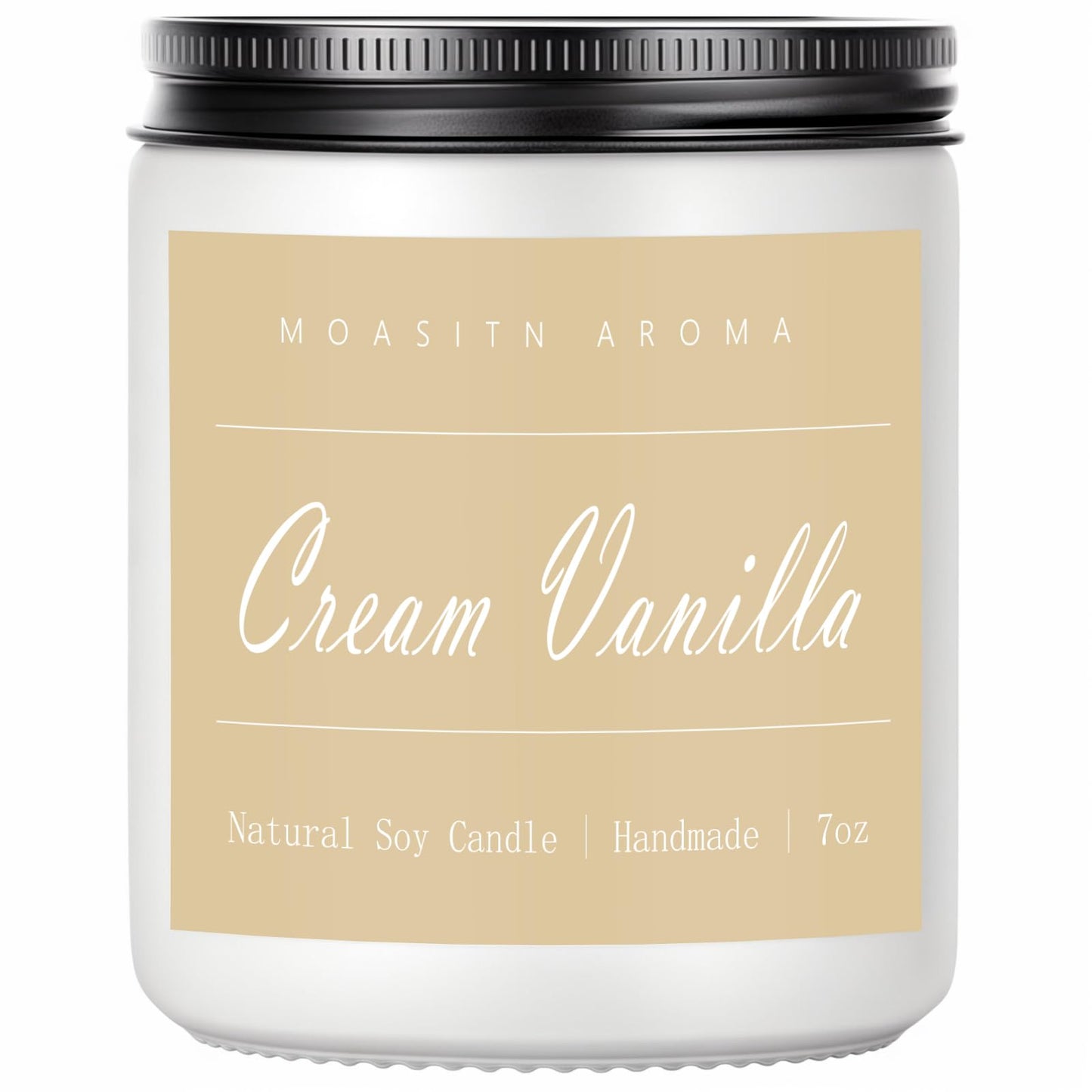 MOASITN Cream Vanilla Scented Candle - Natural Soy Aromatherapy Candle, Handmade 7oz Jar Gift for Women & Men