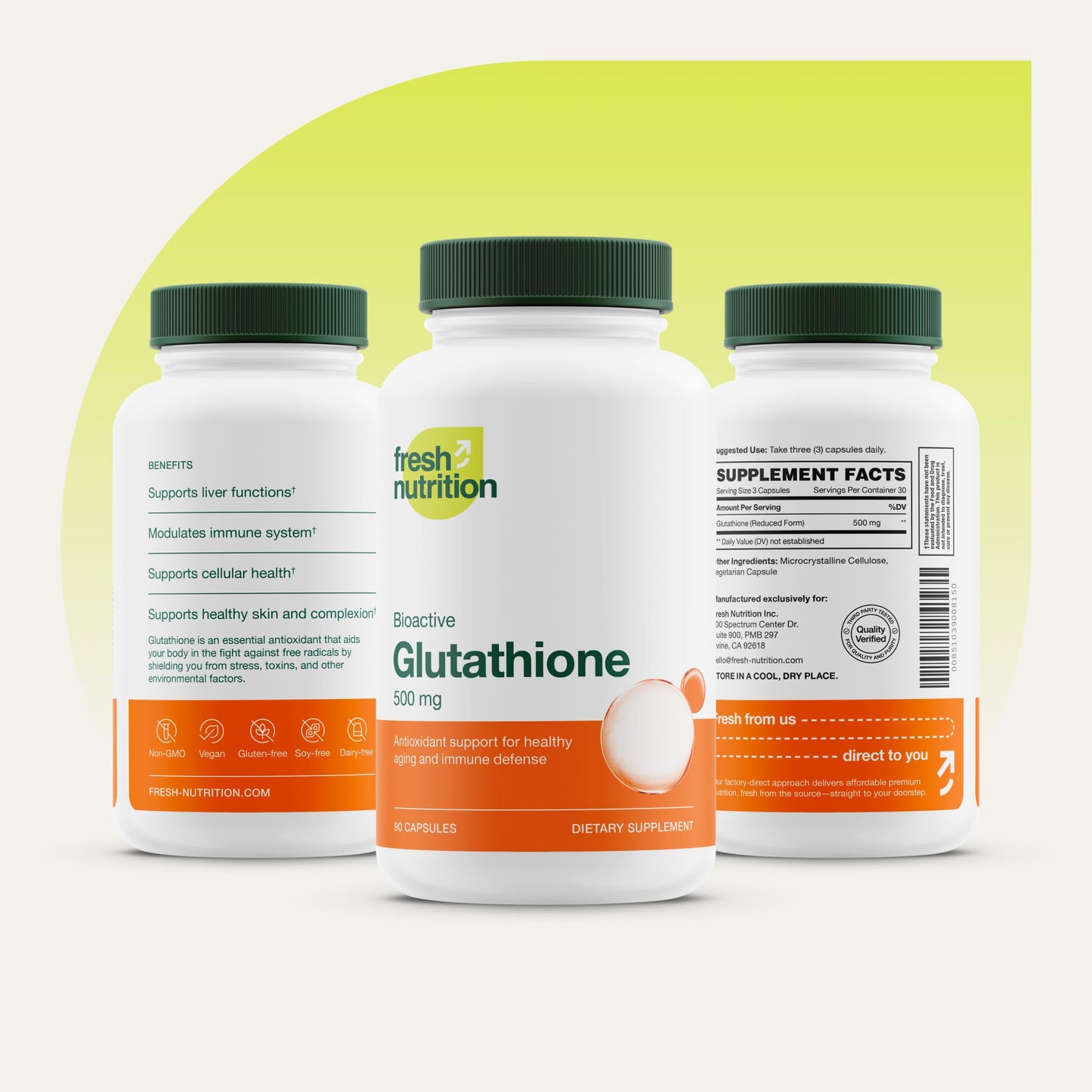 Glutathione Reduced Capsule | DNA Verified, Strongest Potency, Vegan & Non-GMO (Pack of 2)