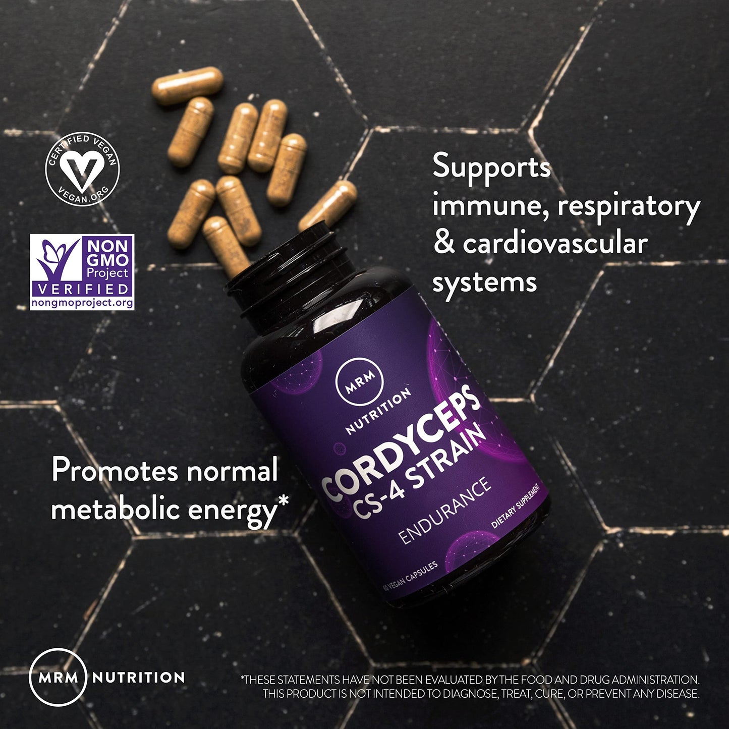 MRM Cordyceps CS-4 | Endurance & Adaptogens | Vegan, 60 Servings (Pack of 2)