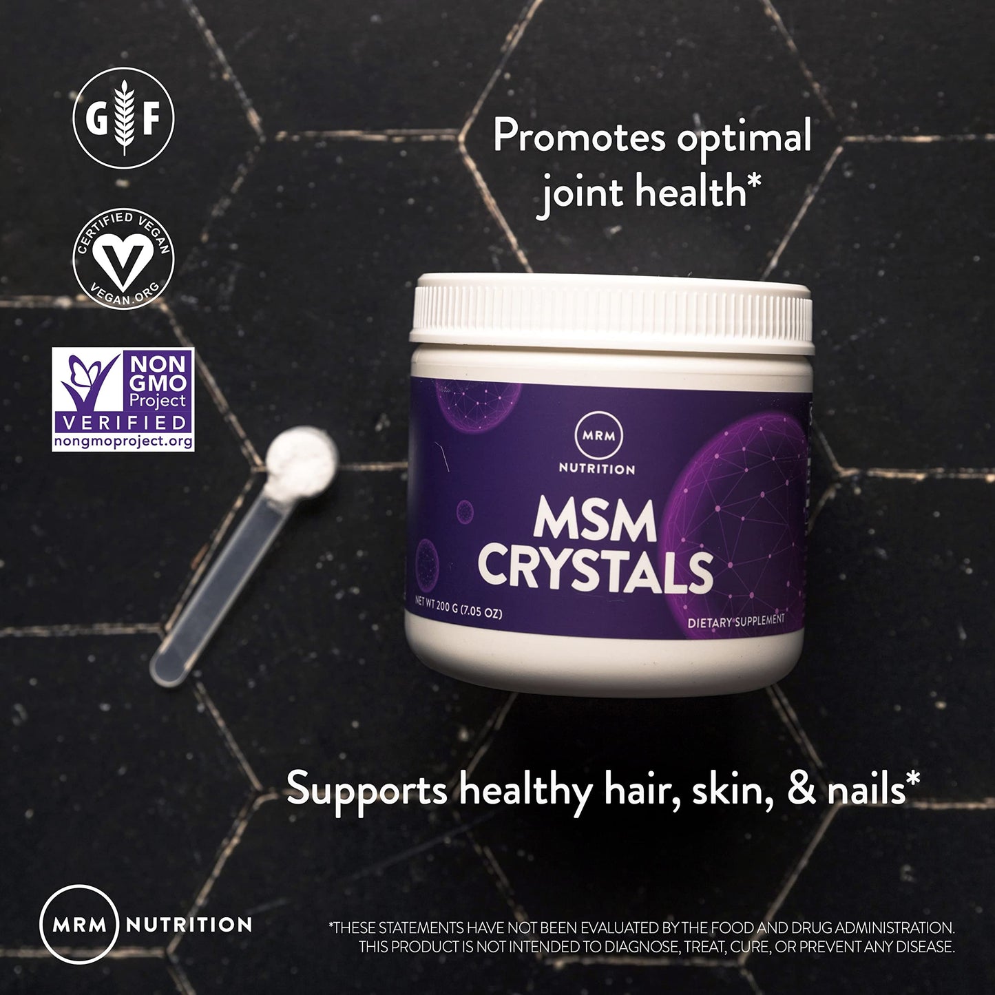 MRM MSM Crystals | Pure Bioavailable Sulfur Powder for Joints, Hair, Skin & Nails | Vegan | 200 Servings