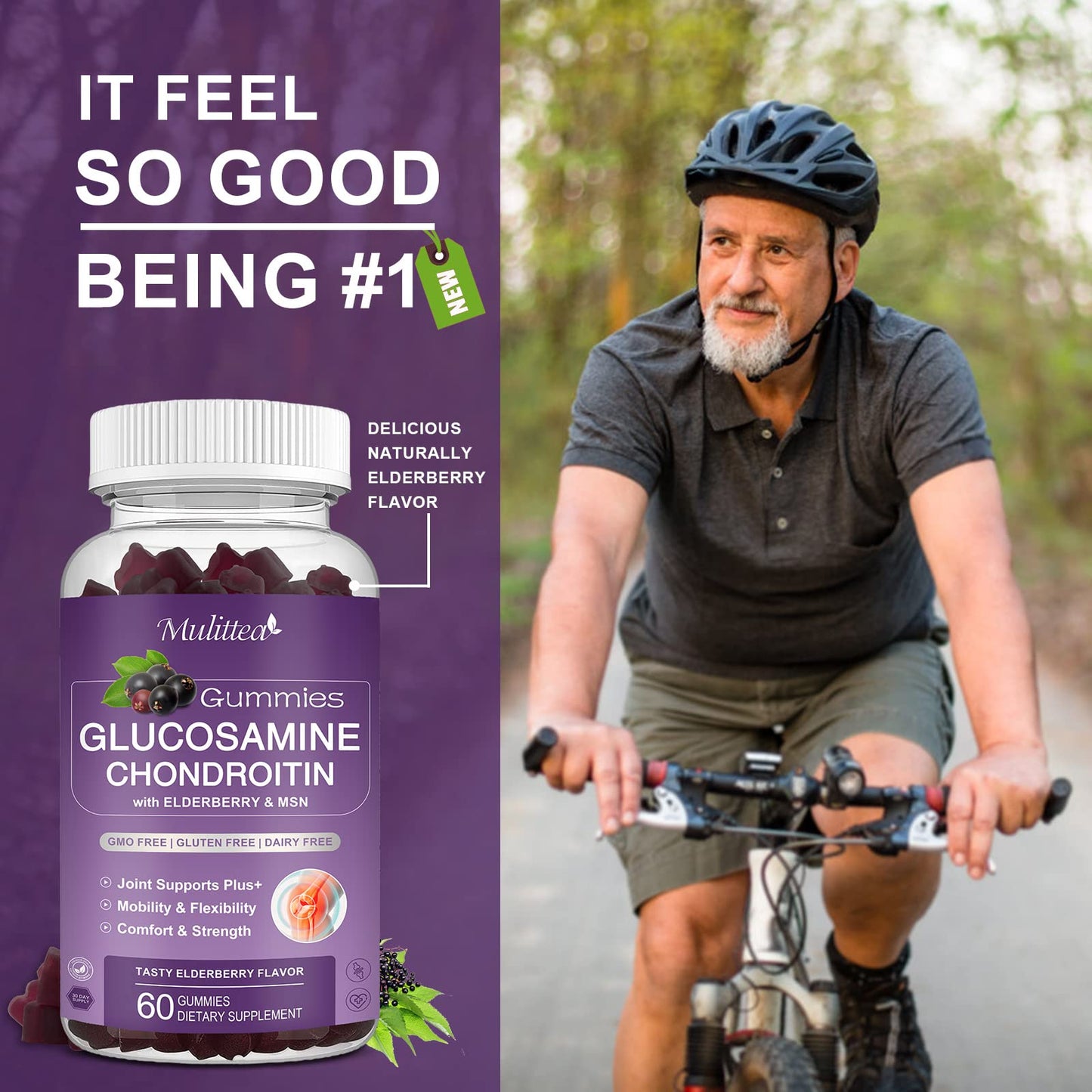 Mulittea Glucosamine Chondroitin Gummies - Extra Strength Joint Support (2 Pack) BritishVita | Premium UK Vitamins & Wellness Supplements