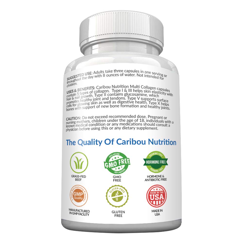 Multi Collagen Pills – 180 Capsules | Types I–X | Grass-Fed Beef, Wild Fish, Eggshell