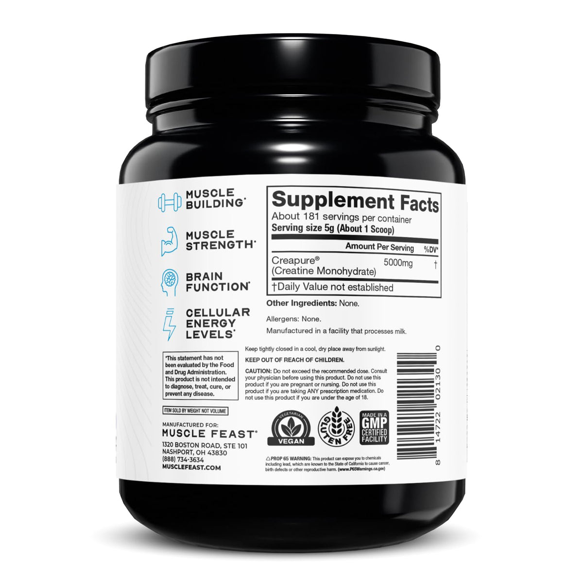 Muscle Feast Creapure Creatine Monohydrate Powder – Unflavored, Vegan & Keto-Friendly, 2lb BritishVita | Premium UK Vitamins & Wellness Supplements
