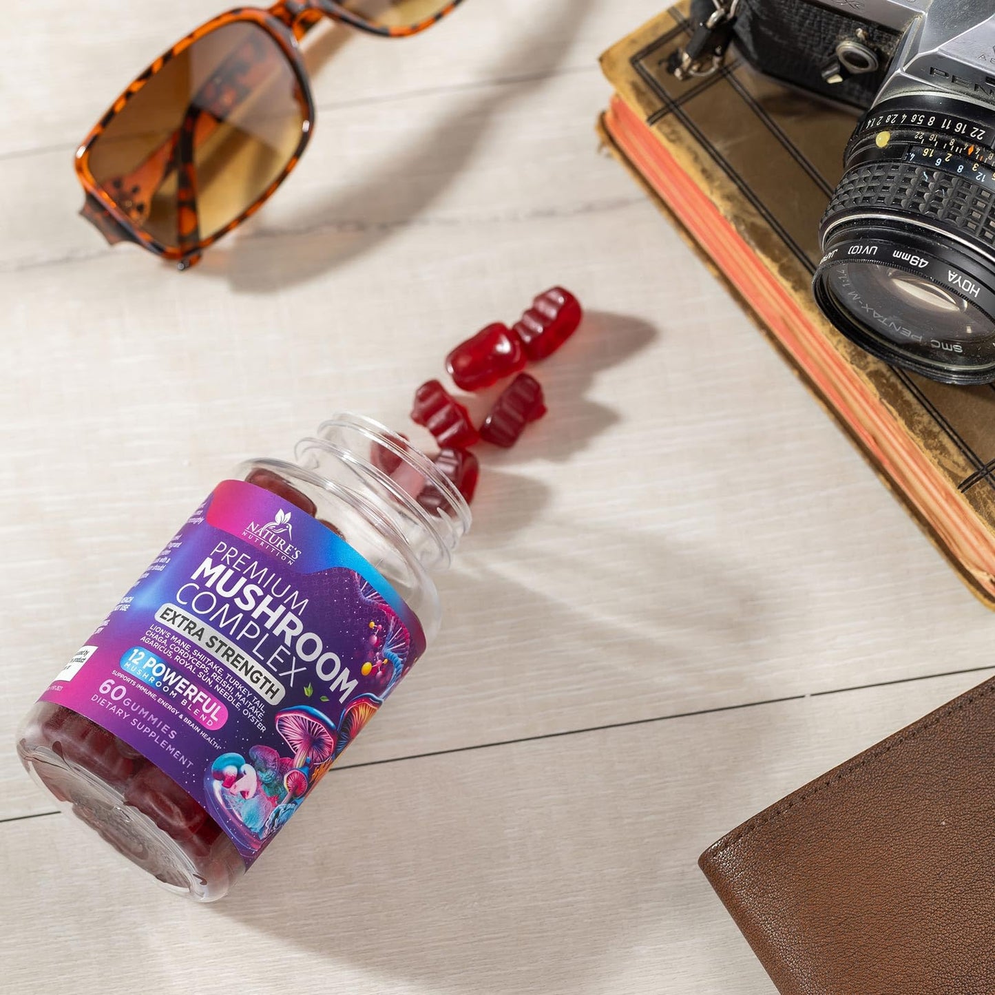 Mushroom Gummies: 12-Mushroom Complex for Immune Support & Nootropics - 60 Gummies