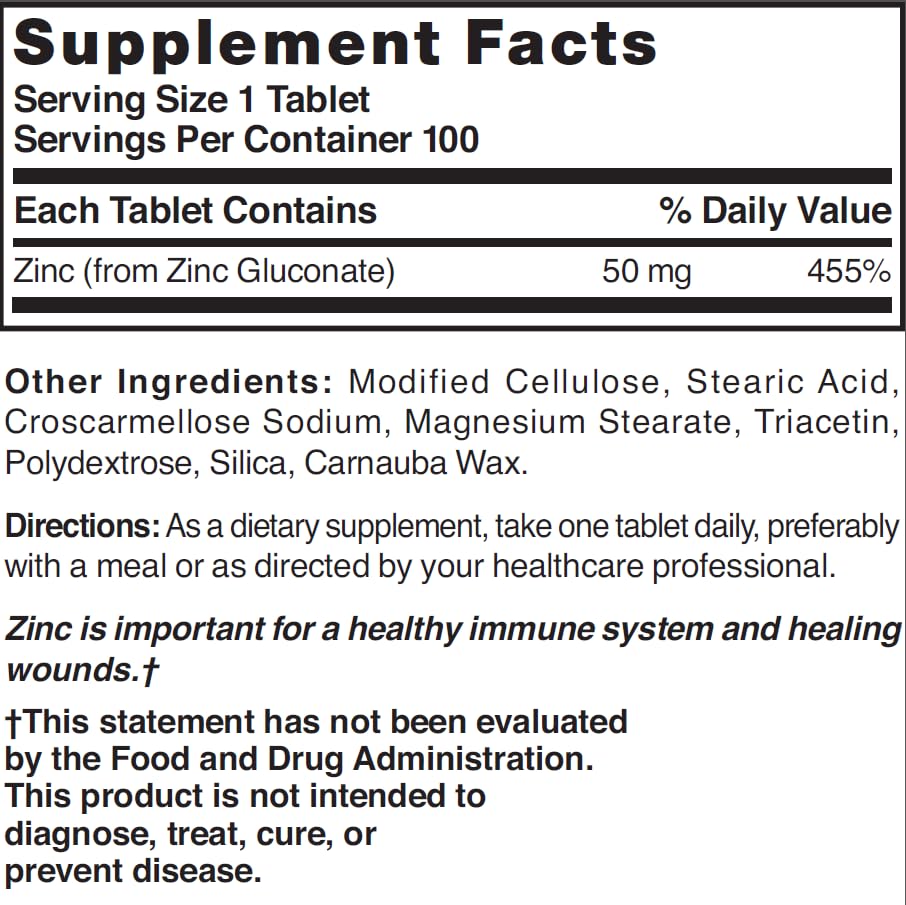 NAT B ZINC GLUC TB 50MG 100 Tablets – Vitamin B & Zinc