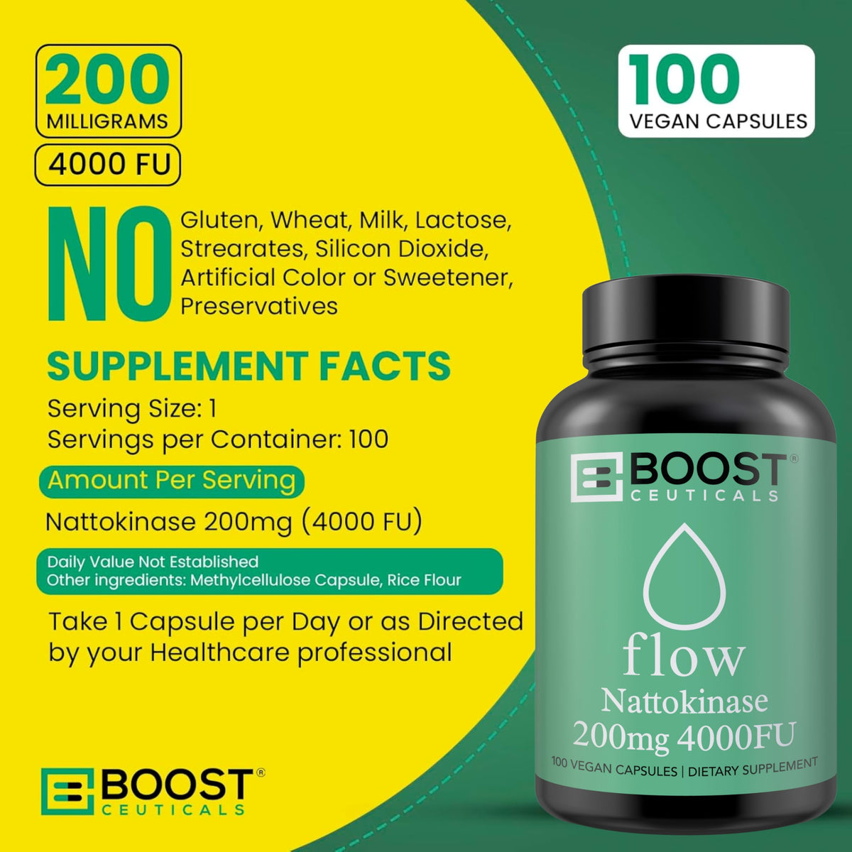Nattokinase 4000 FU 200mg - Vegan No Stearates Gluten Free - Pure Natural Blood Thinner & Blood Flow Supplement - 100 Capsules / 100 Days Supply BritishVita | Premium UK Vitamins & Wellness Supplements