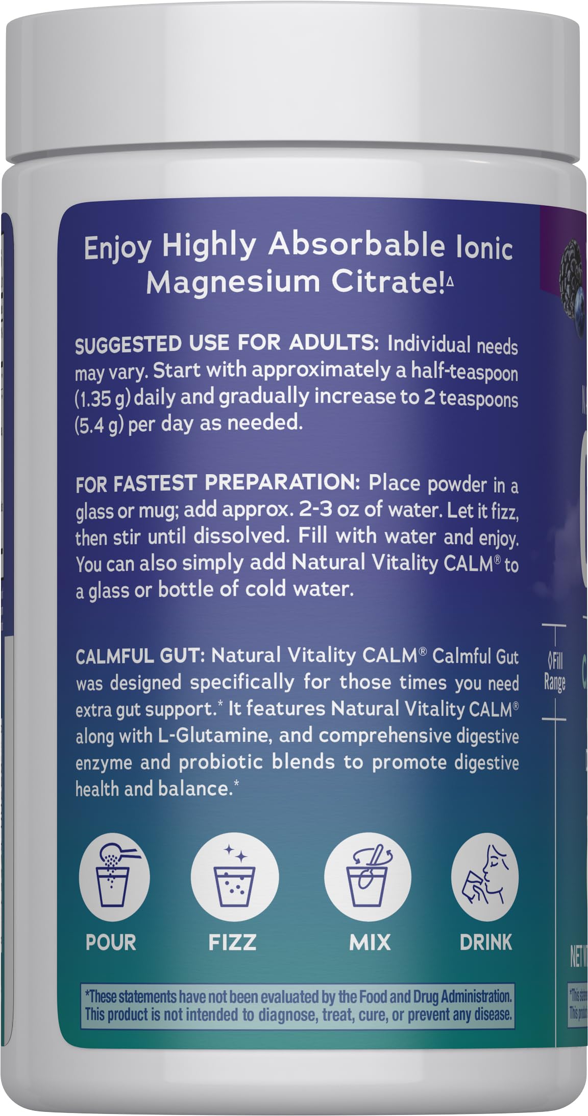 Natural Vitality CALM Specifics Calmful Gut – Probiotics & Enzymes, Wildberry, 6 oz
