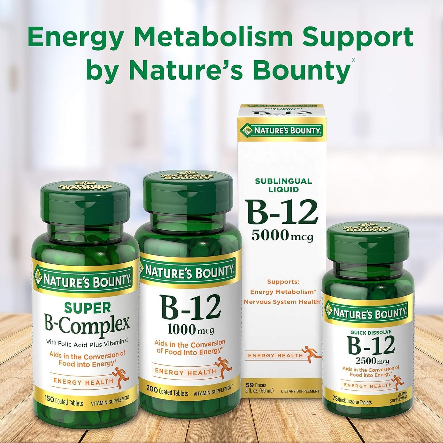 Nature's Bounty B-12 500 mcg Sublingual Microlozenges - 100 Count (Pack of 2)